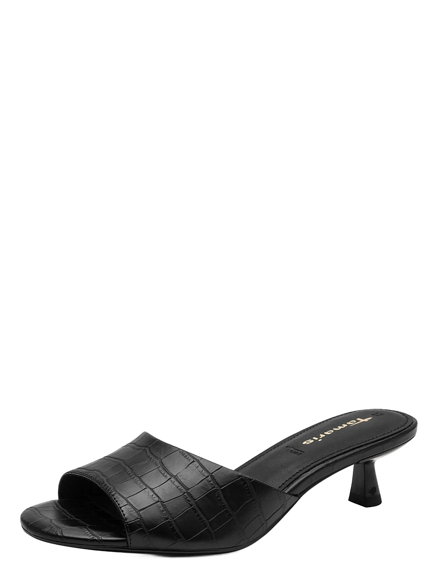 Tamaris - Women Slides - mules med klack - black croco - 0