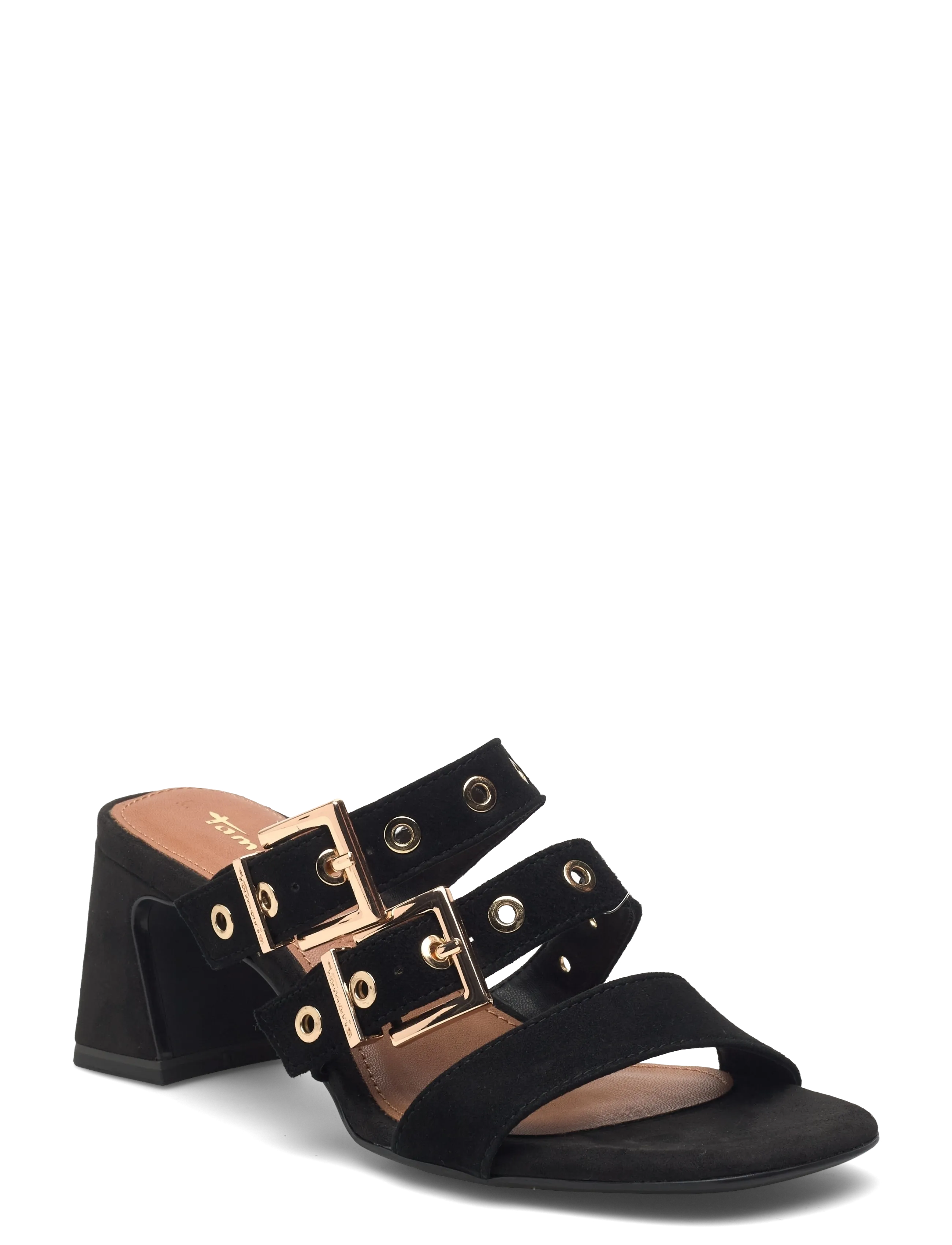 Tamaris Women Slides, Kvinder, Spænde Blok Hæl Slides, Sort, Str: 37