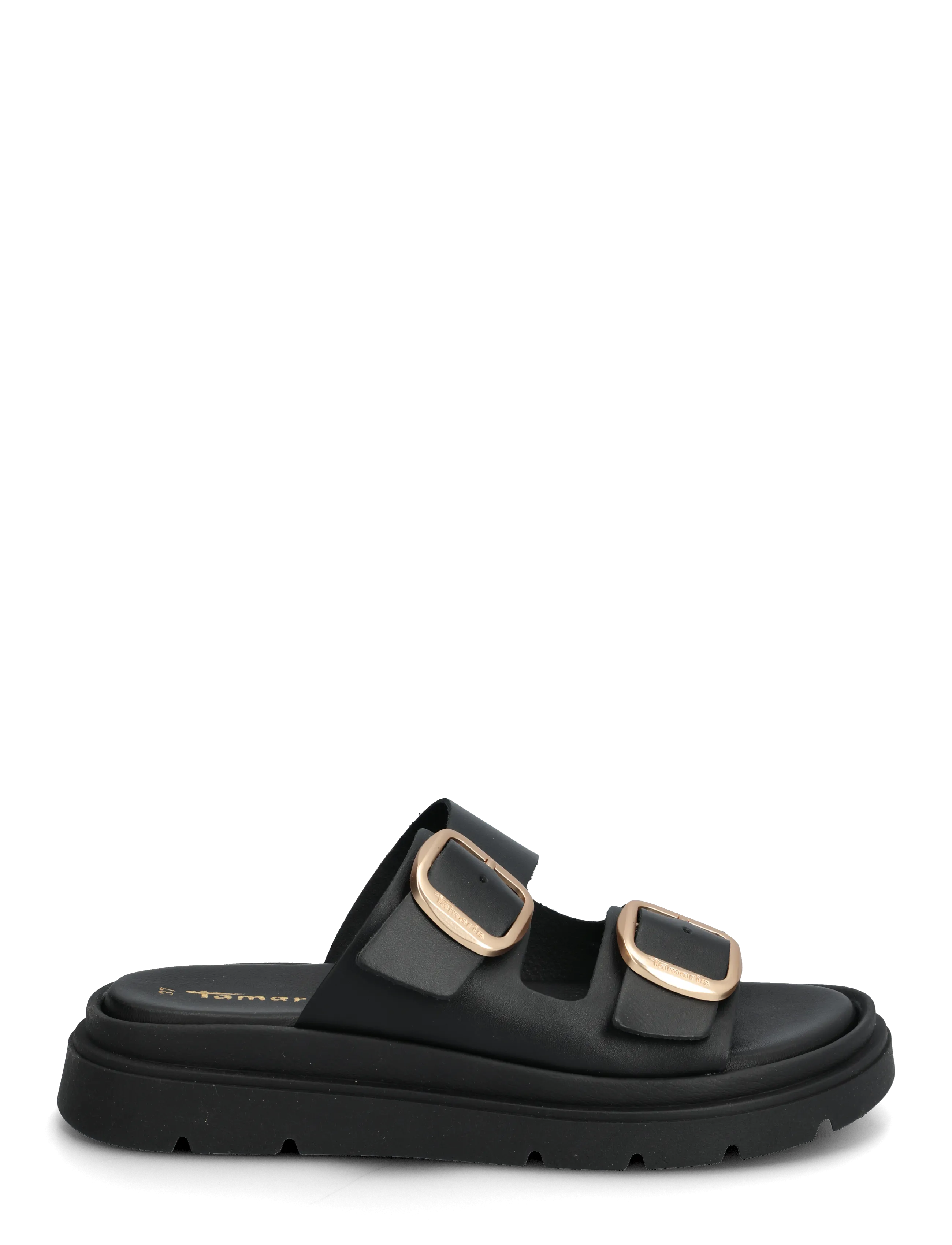 Tamaris - Women Slides - zempapēžu sandales - black leather - 1