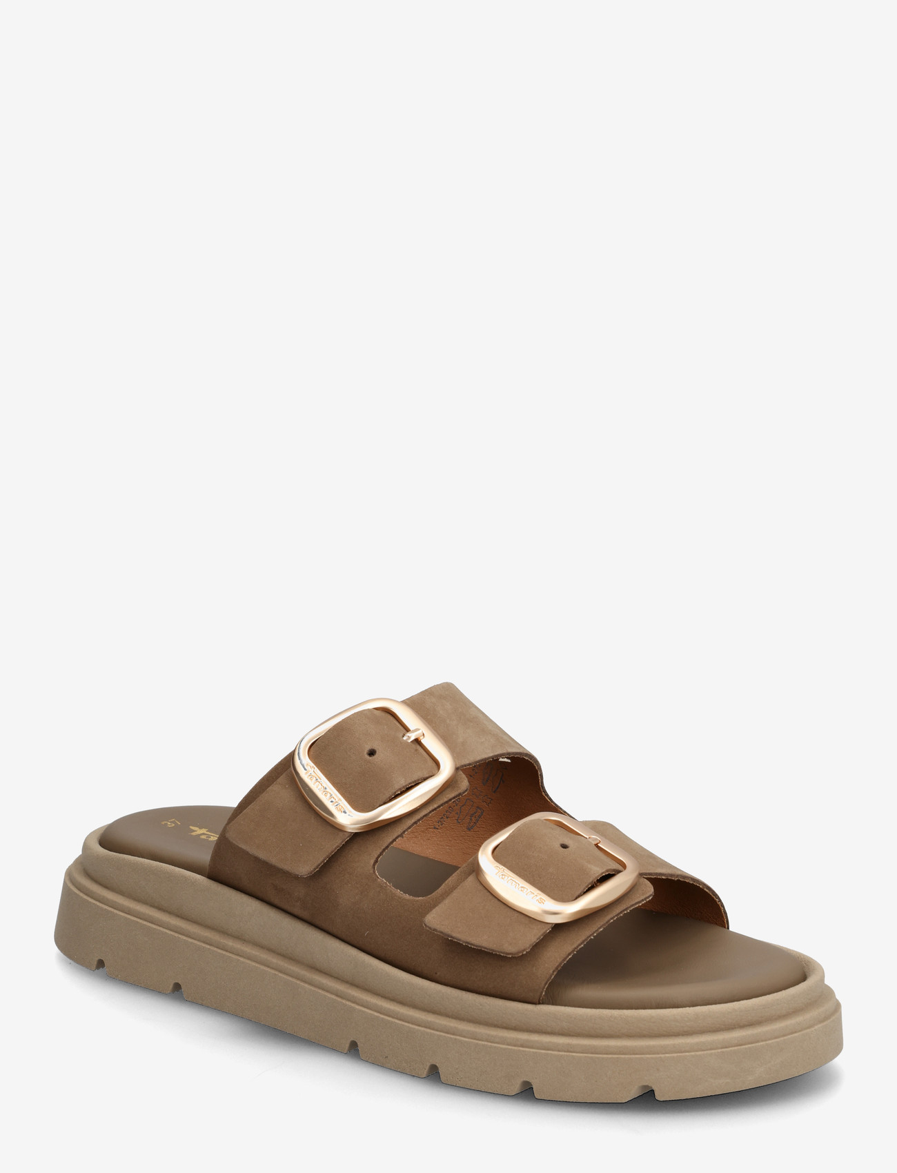 Tamaris - Women Slides - platte sandalen - taupe nubuc - 0