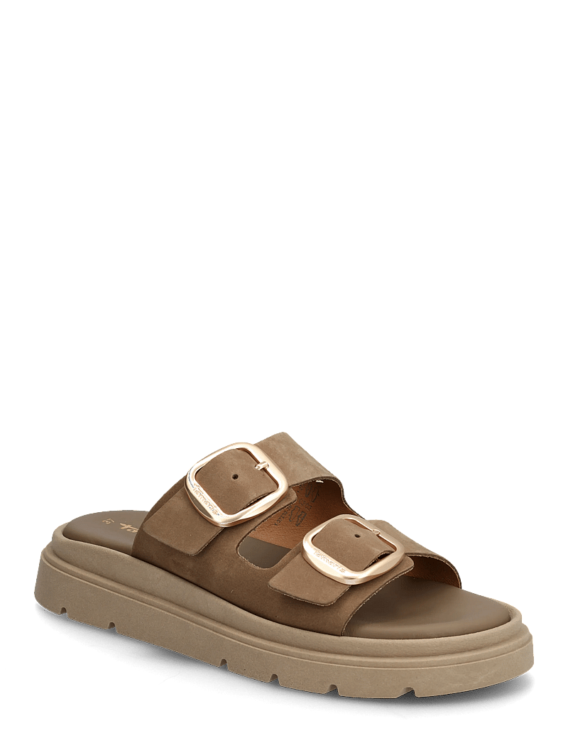 Tamaris - Women Slides - platte sandalen - taupe nubuc - 0