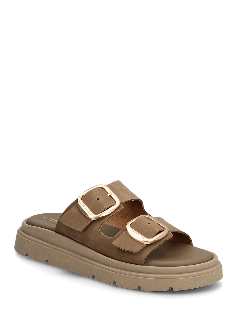 Tamaris - Women Slides - flade sandaler - taupe nubuc - 0