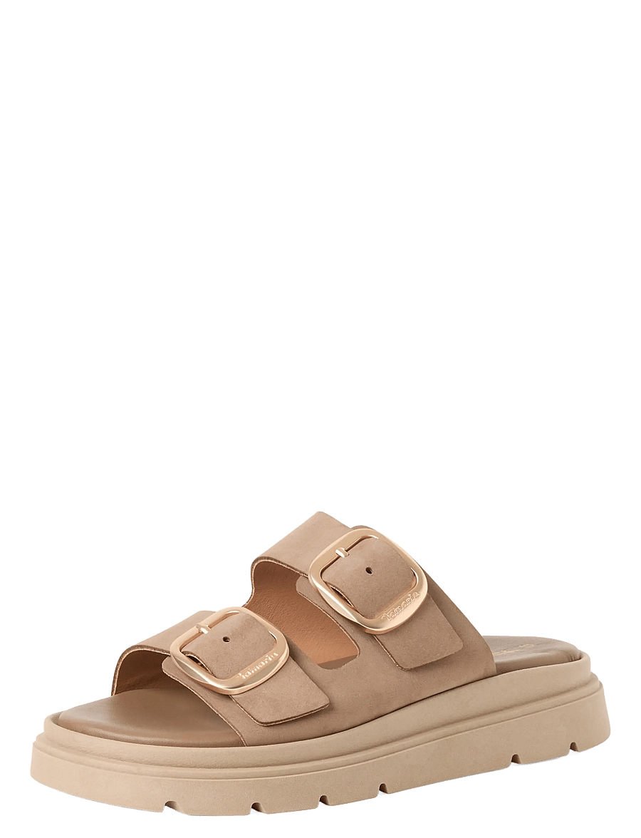 Tamaris - Women Slides - flache sandalen - taupe nubuc - 0