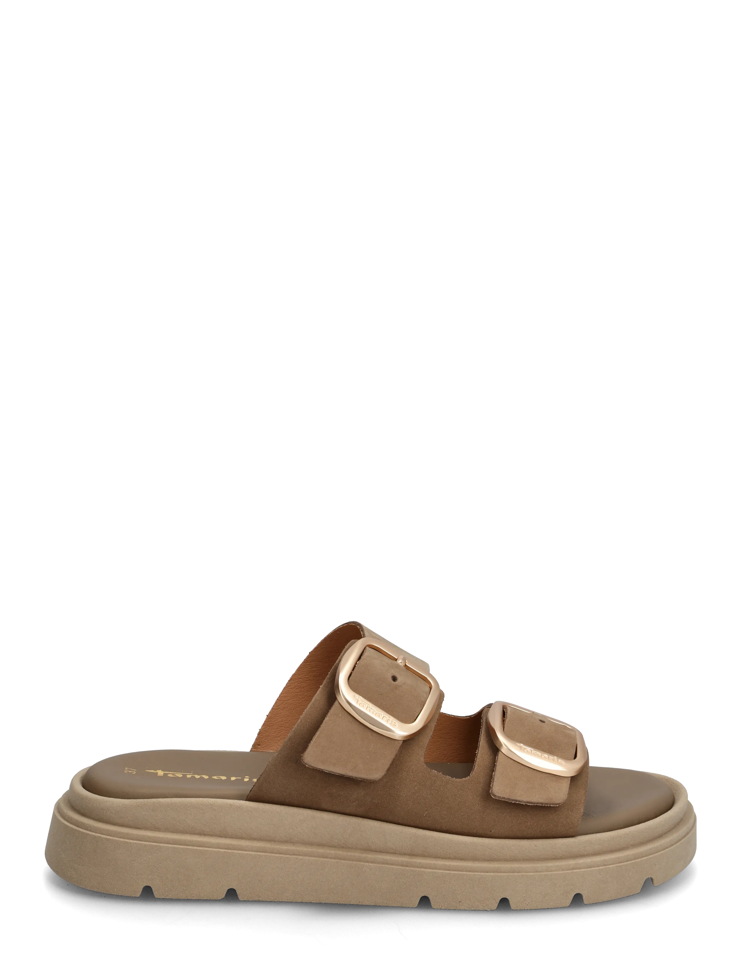 Tamaris - Women Slides - flade sandaler - taupe nubuc - 1
