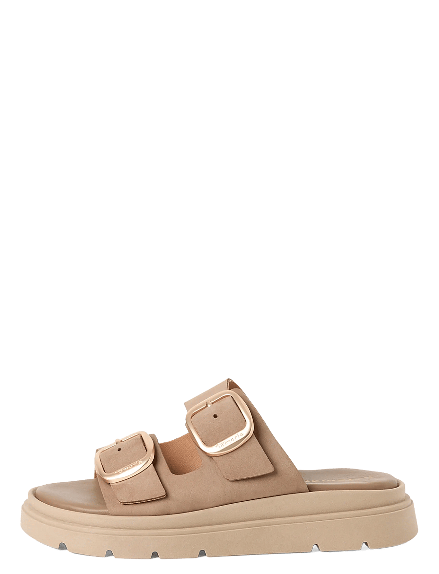 Tamaris - Women Slides - flache sandalen - taupe nubuc - 2