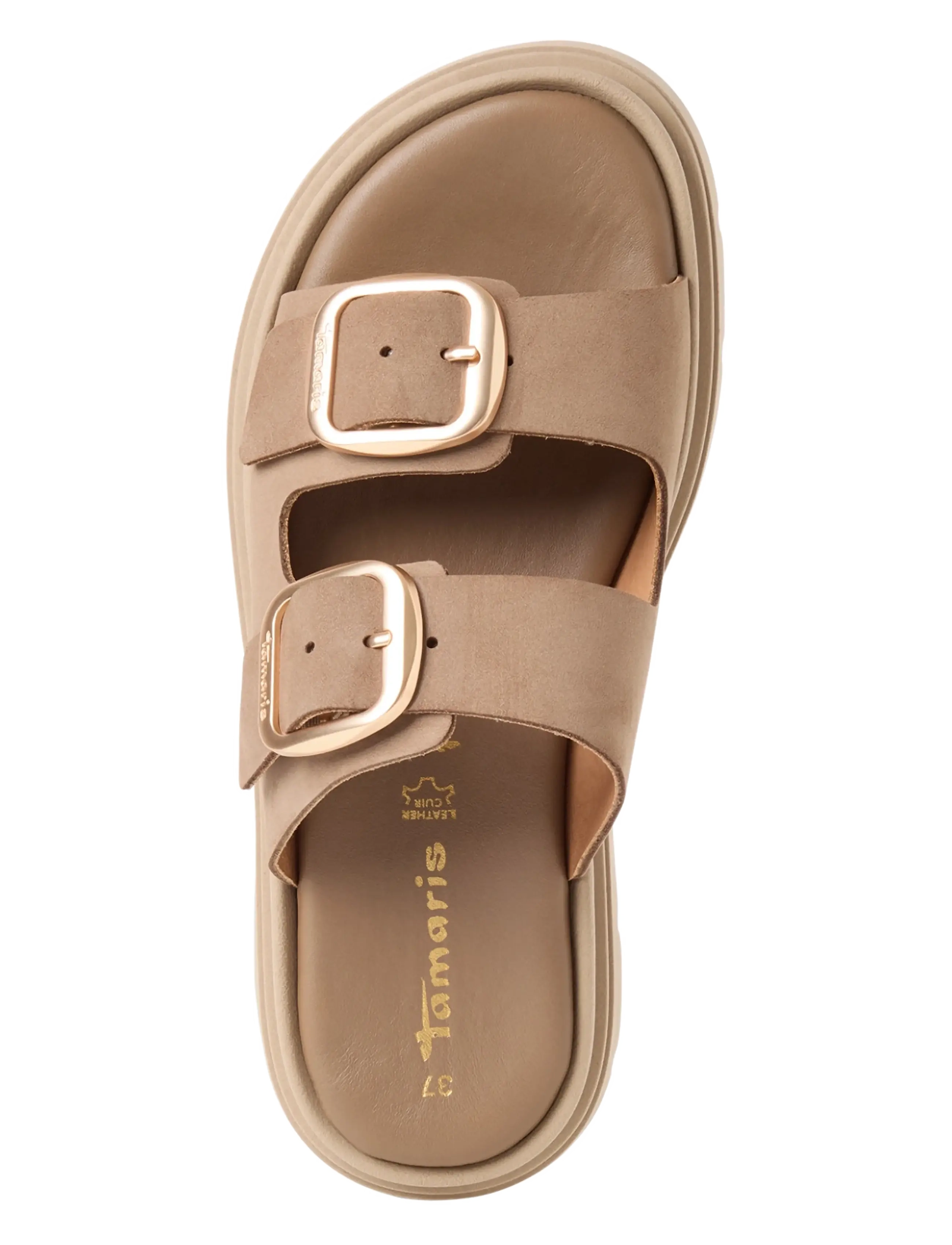 Tamaris - Women Slides - flade sandaler - taupe nubuc - 5