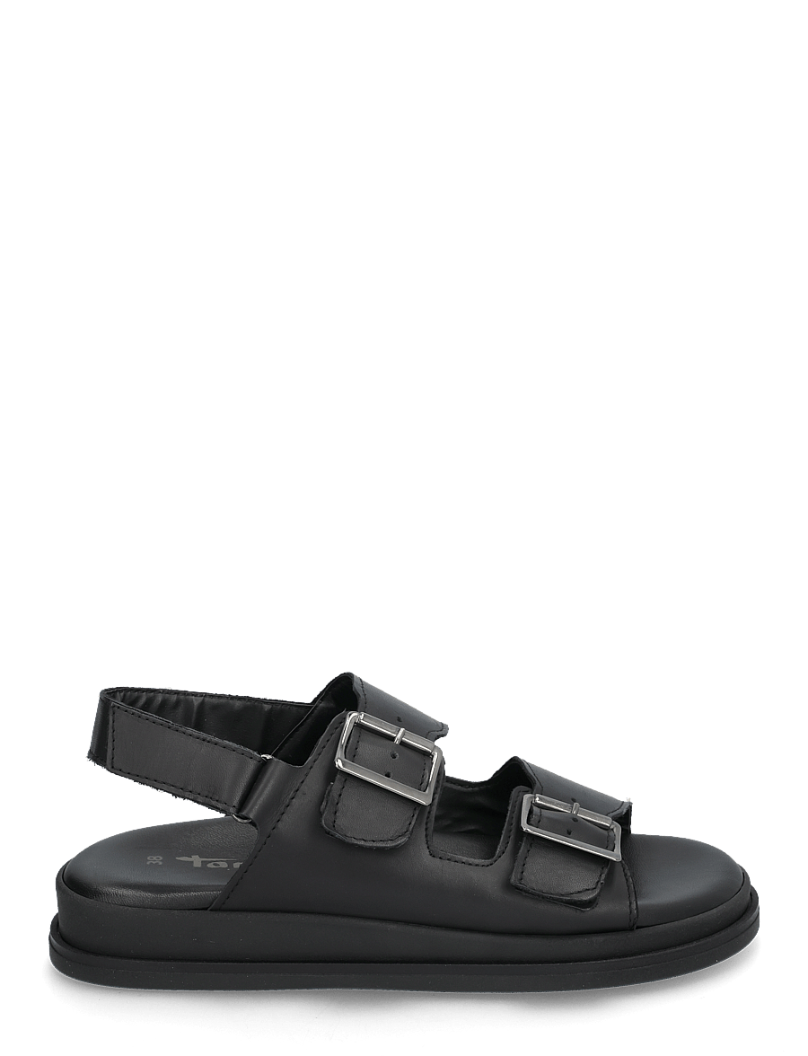 Tamaris - Women Sandals - sandales plates - black leather - 1