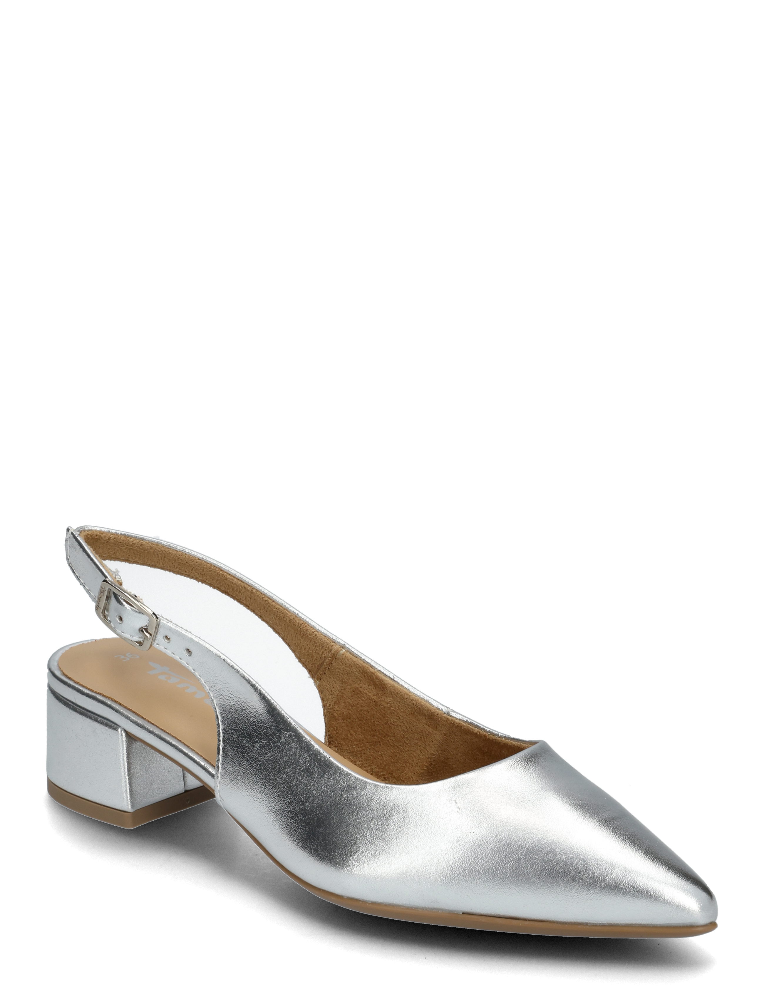 Tamaris Women Sling, 37, Sling Backs, Silber - Heeled Slingbacks, Frauen