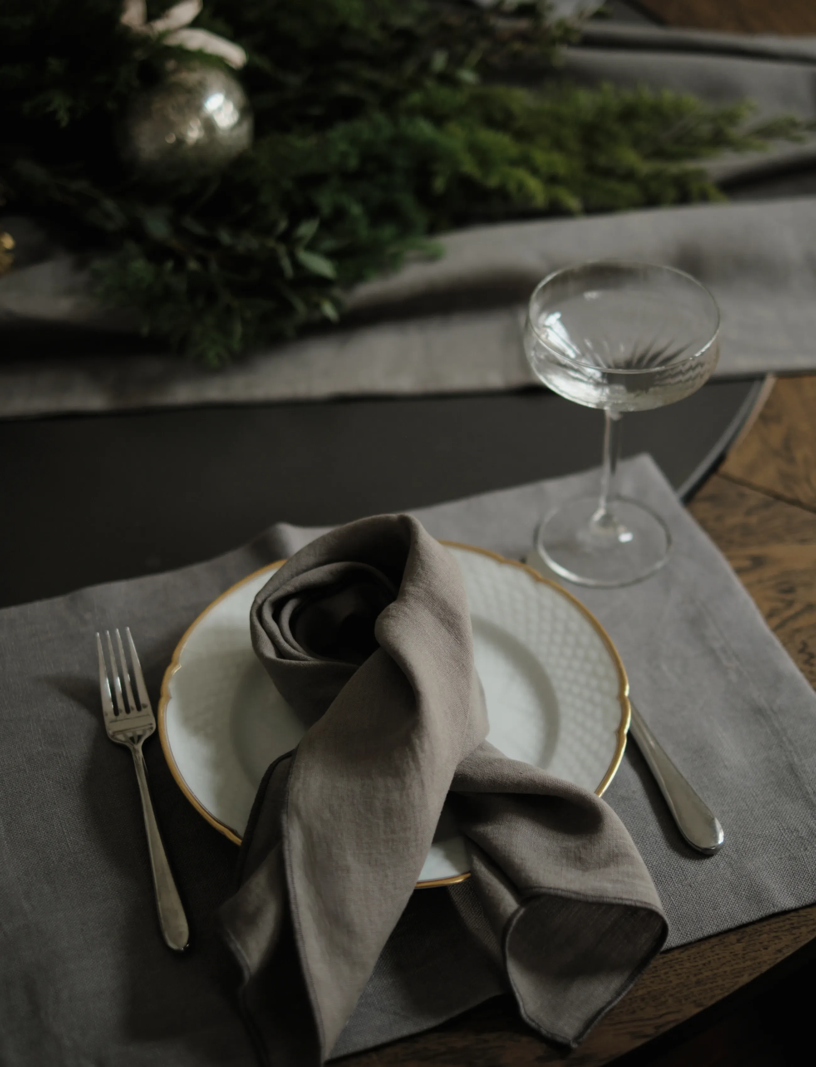 TAMEKO - Lee Linen Placemat (Set of 2) - dark grey - 0