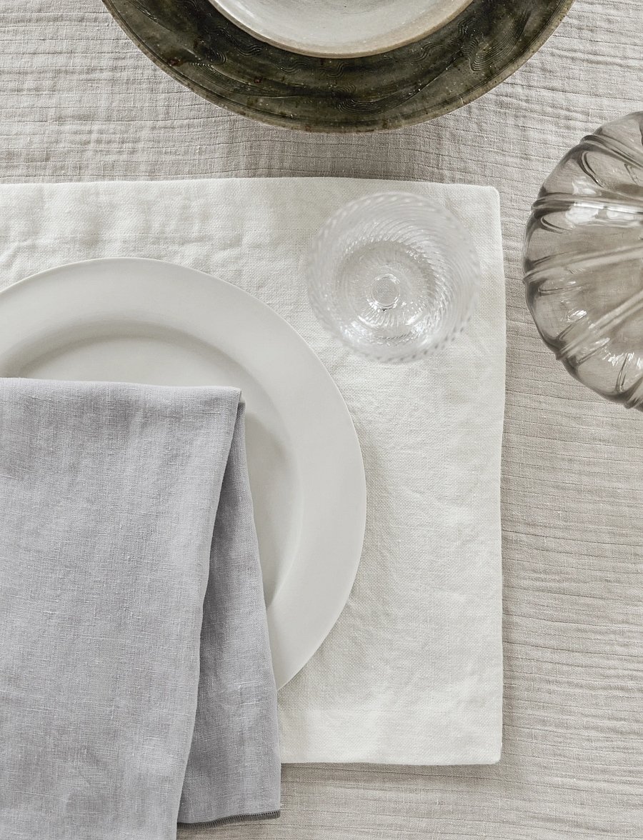 TAMEKO - Merrow Linen Napkin (Set of 4) - light grey - 0