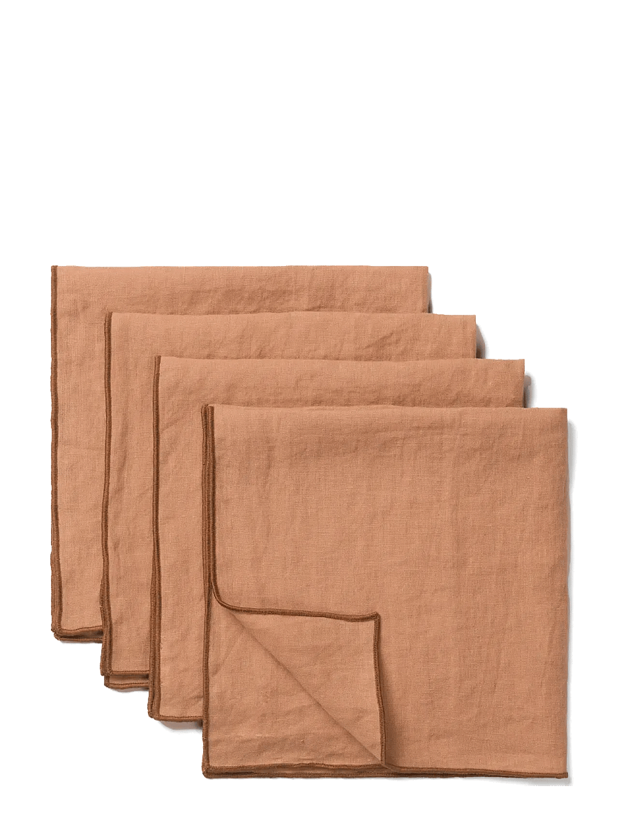 TAMEKO - Merrow Linen Napkin (Set of 4) - rust - 0