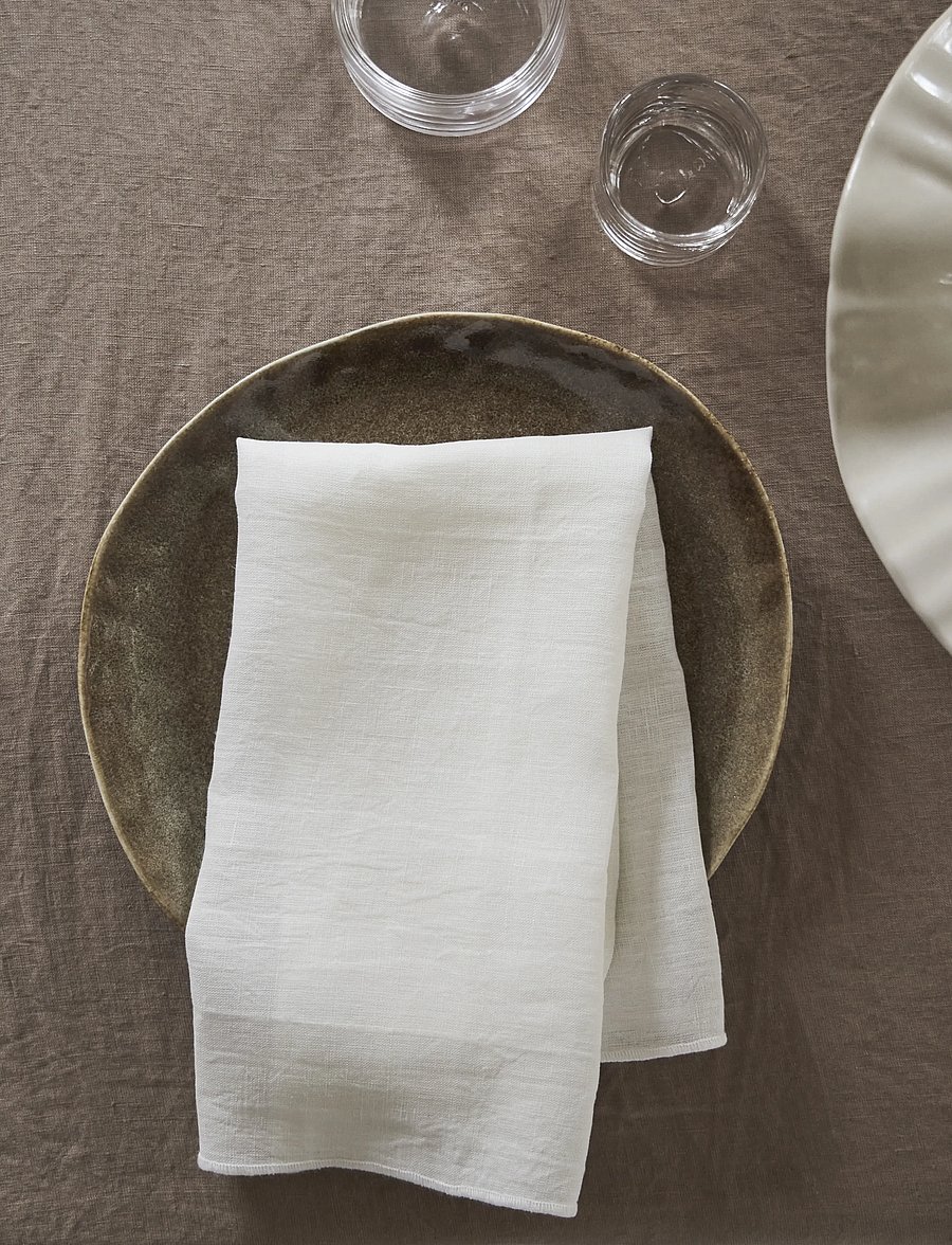 TAMEKO - Merrow Linen Napkin (Set of 4) - white - 5