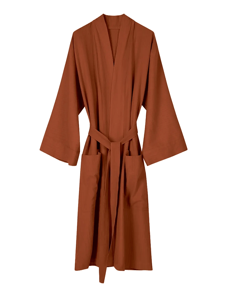 TAMEKO - Nami Cotton Kimono Robe - amber - 1