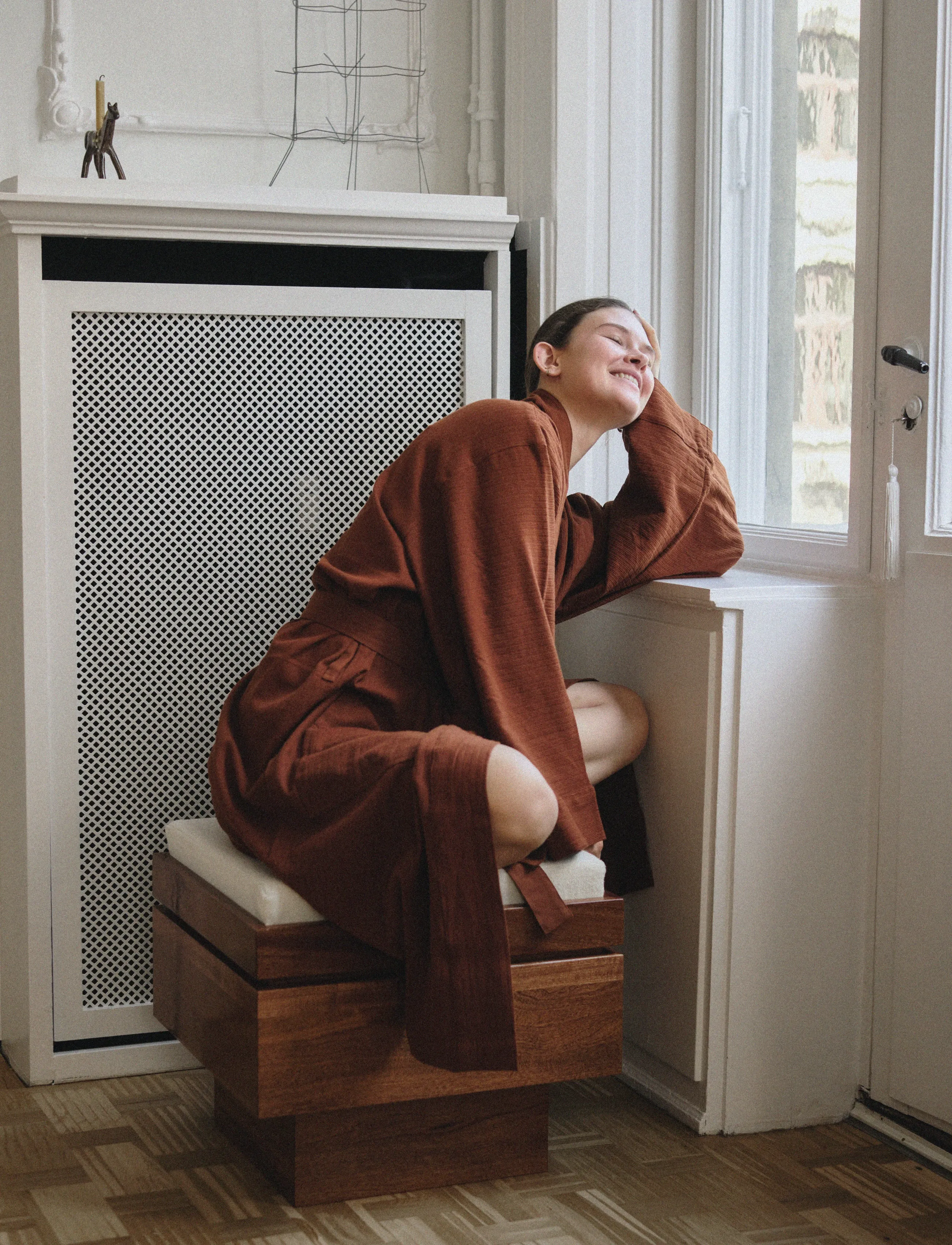 TAMEKO - Nami Cotton Kimono Robe - amber - 0