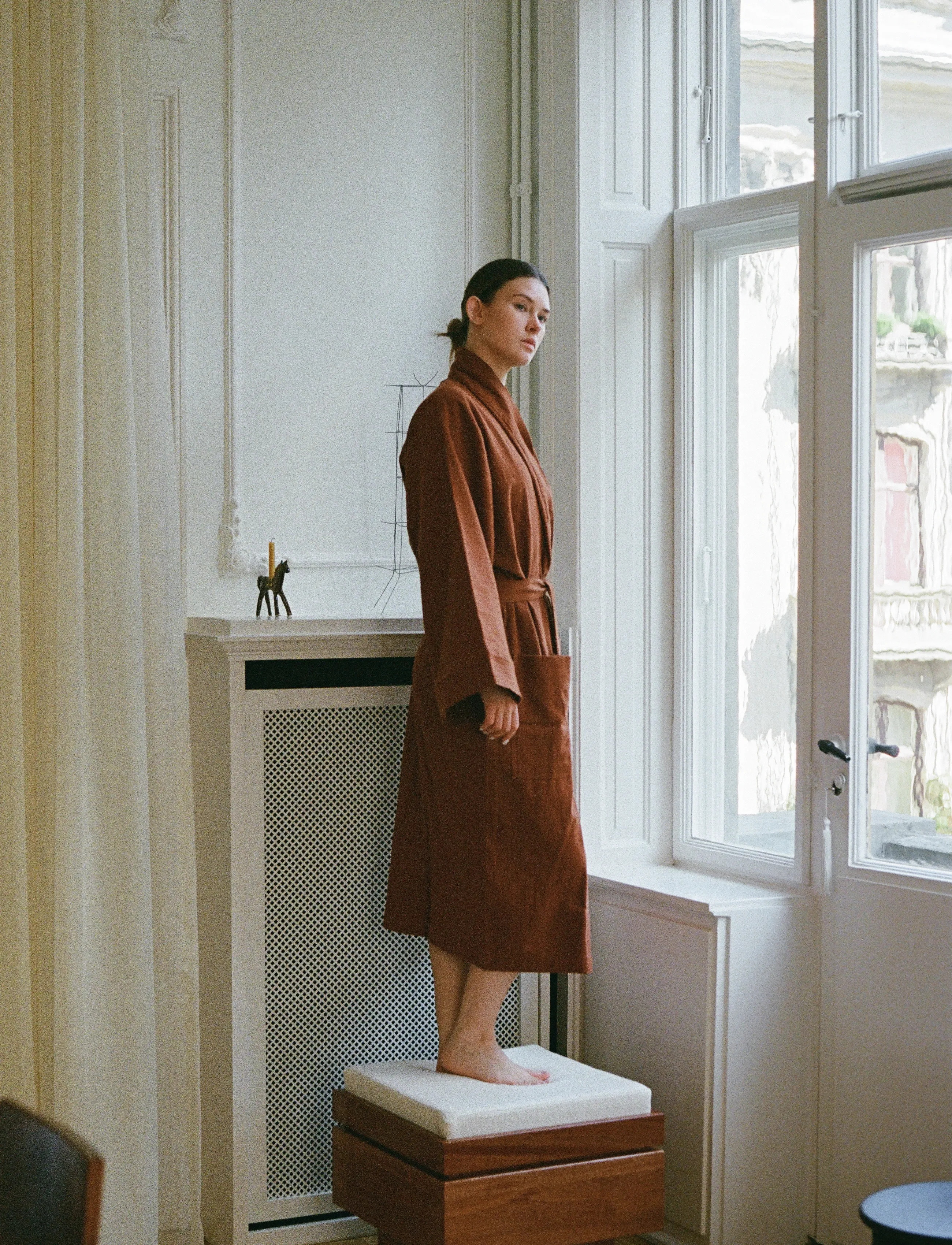 TAMEKO - Nami Cotton Kimono Robe - amber - 3