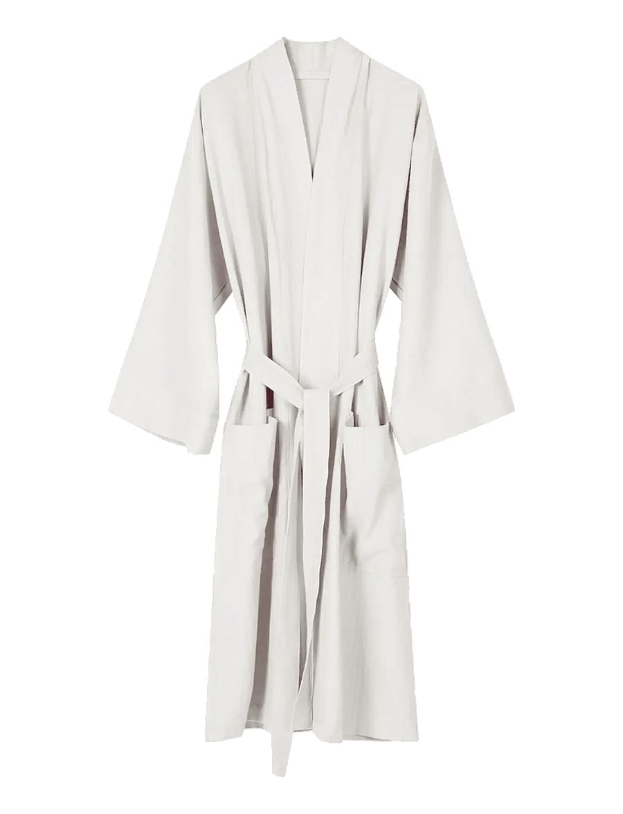 TAMEKO - Nami Cotton Kimono Robe - white - 1