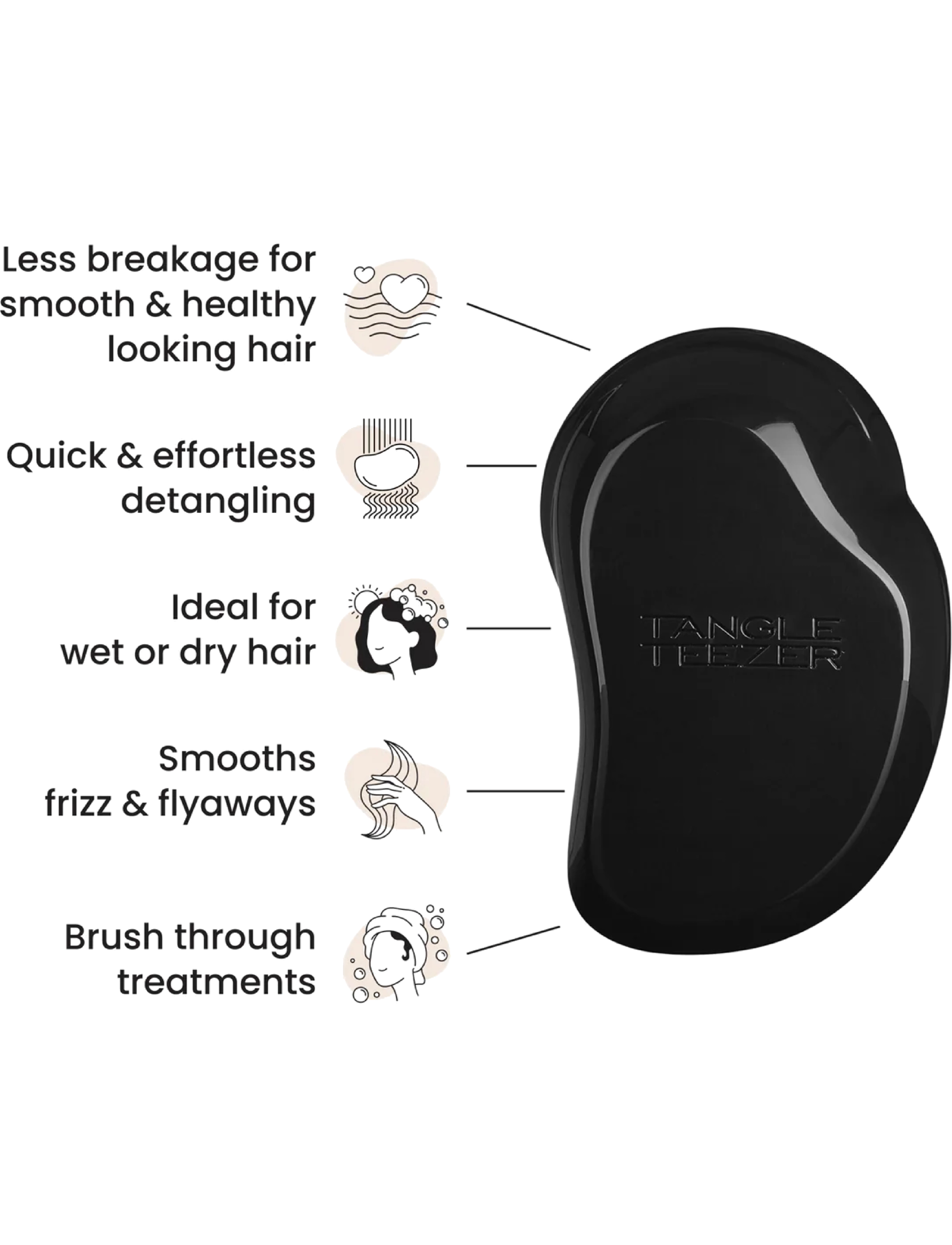 Tangle Teezer - Tangle Teezer Original Panther Black - juukseharjad - panther black - 4