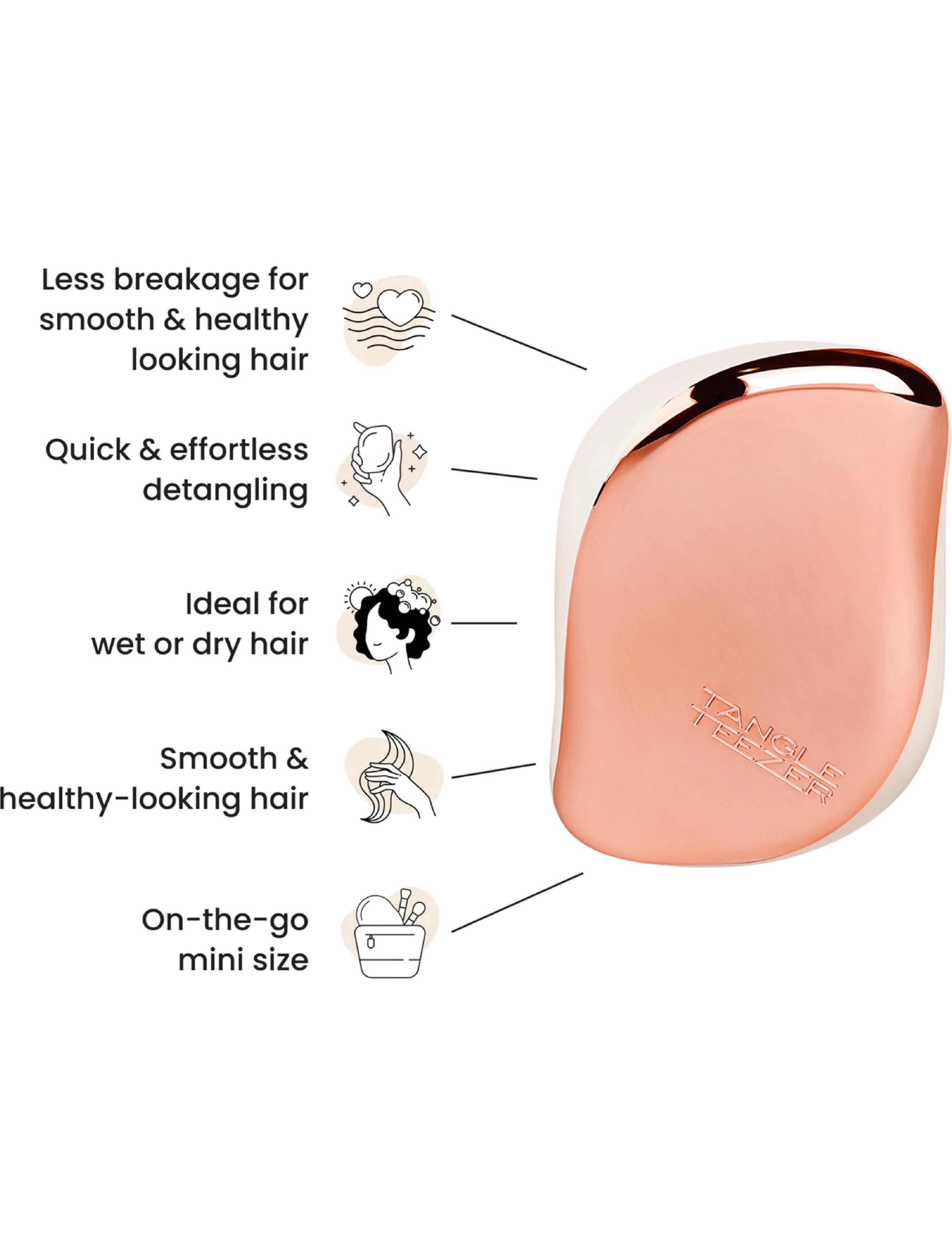 Tangle Teezer - Tangle Teezer Compact Styler Ivory Rose Gold - detangling harjad - ivory rose gold - 5