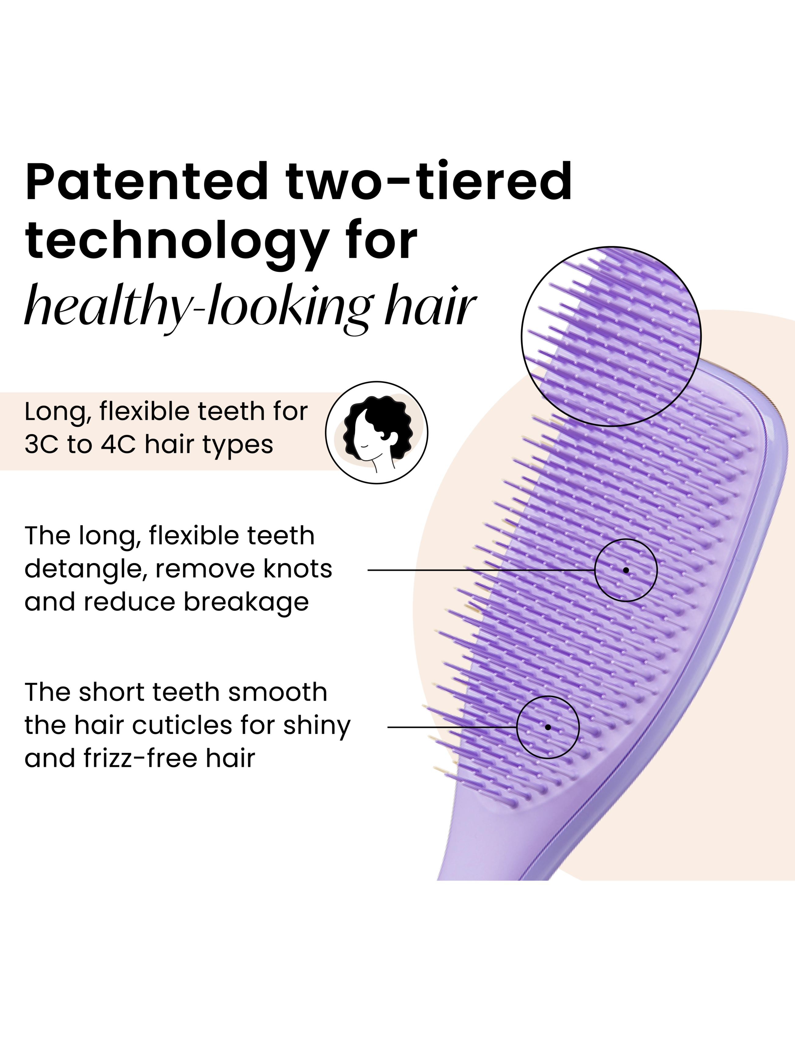 Tangle Teezer - Tangle Teezer The Ultimate Detangler Naturally Curly Purple Passion - udredningsbørster - purple passion - 3