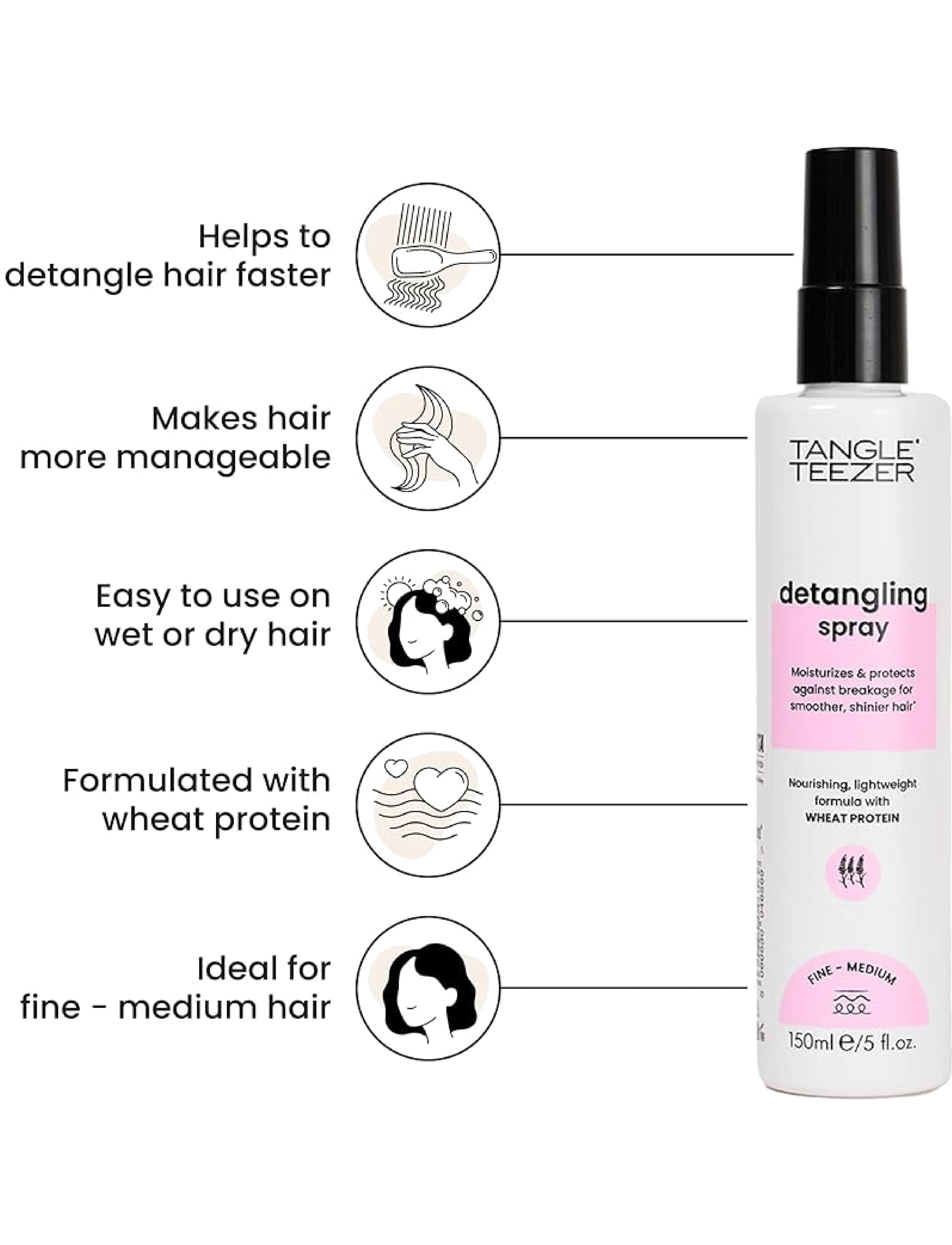 Tangle Teezer - Tangle Teezer Everyday Detangling Spray 150ml - hårkur - clear - 3