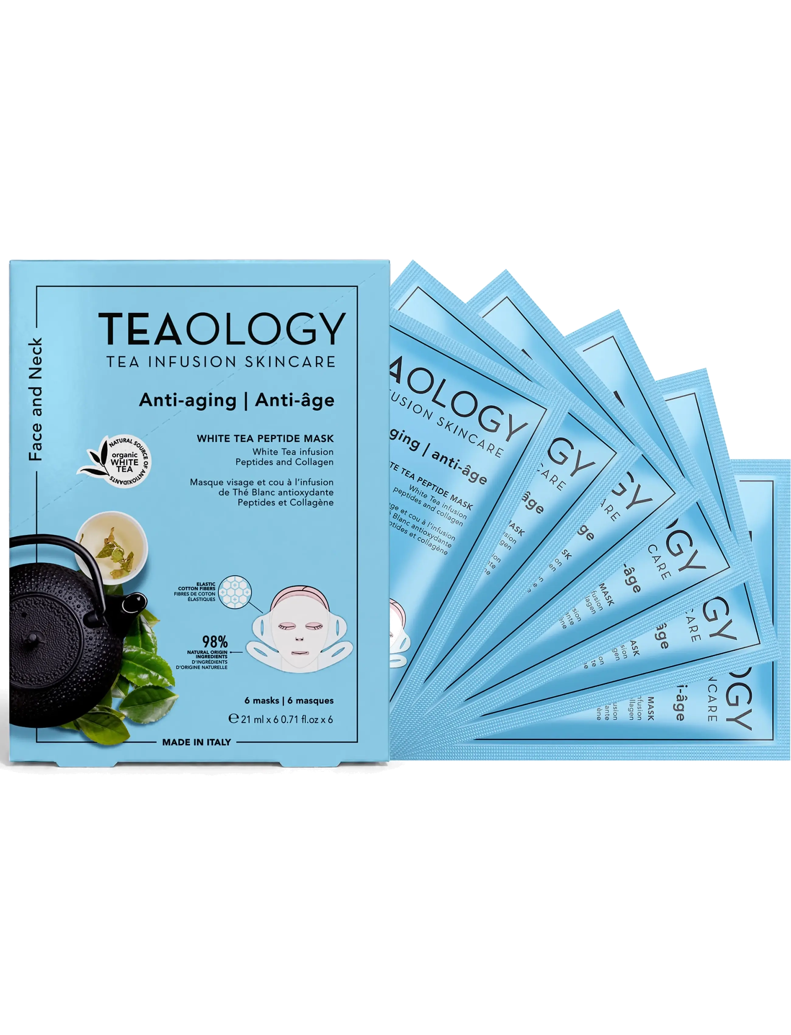 Teaology Skincare - Multipack 6x White Tea Peptide Mask - sheet masks - white tea - 2