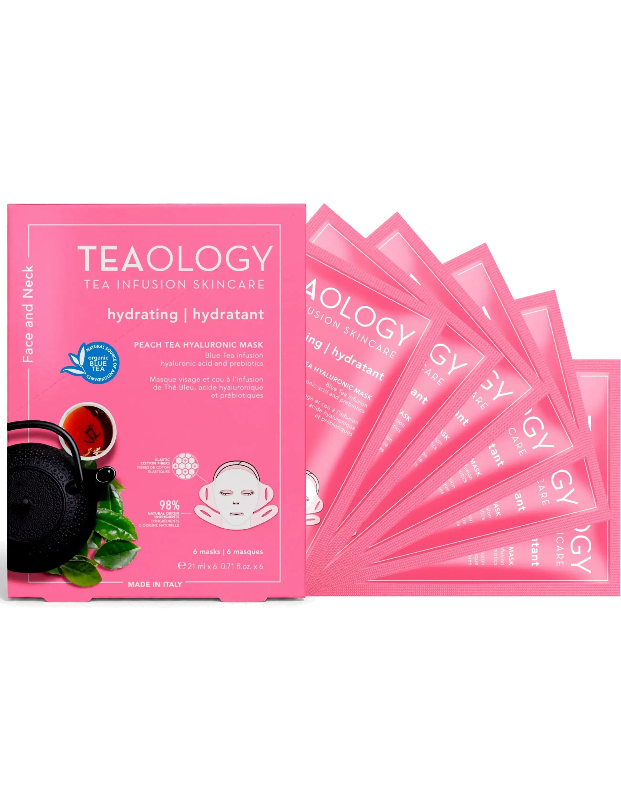 Teaology Skincare - Multipack 6x Peach Tea Hyaluronic Mask - blue tea - 2