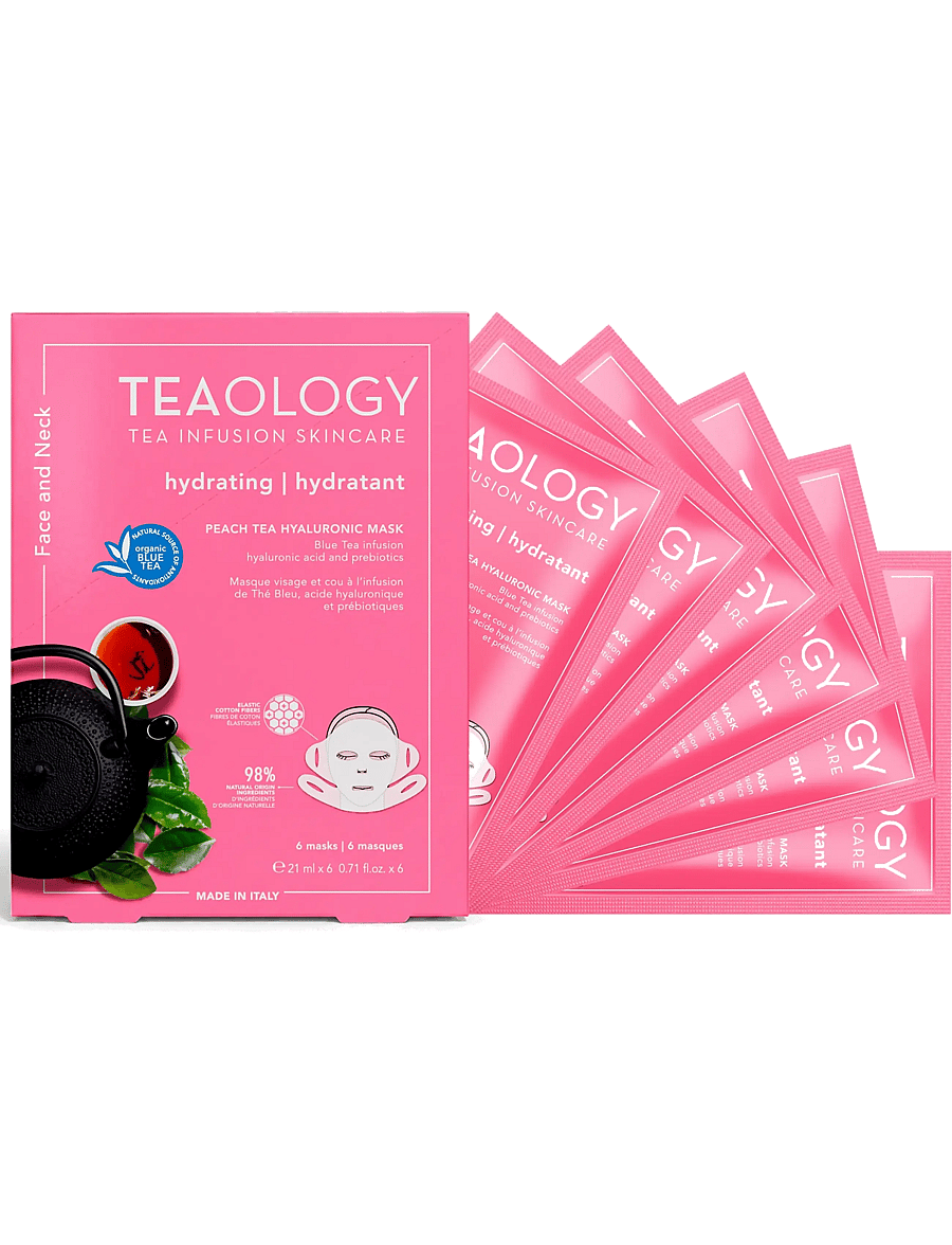 Teaology Skincare - Multipack 6x Peach Tea Hyaluronic Mask - sheet masks - blue tea - 2