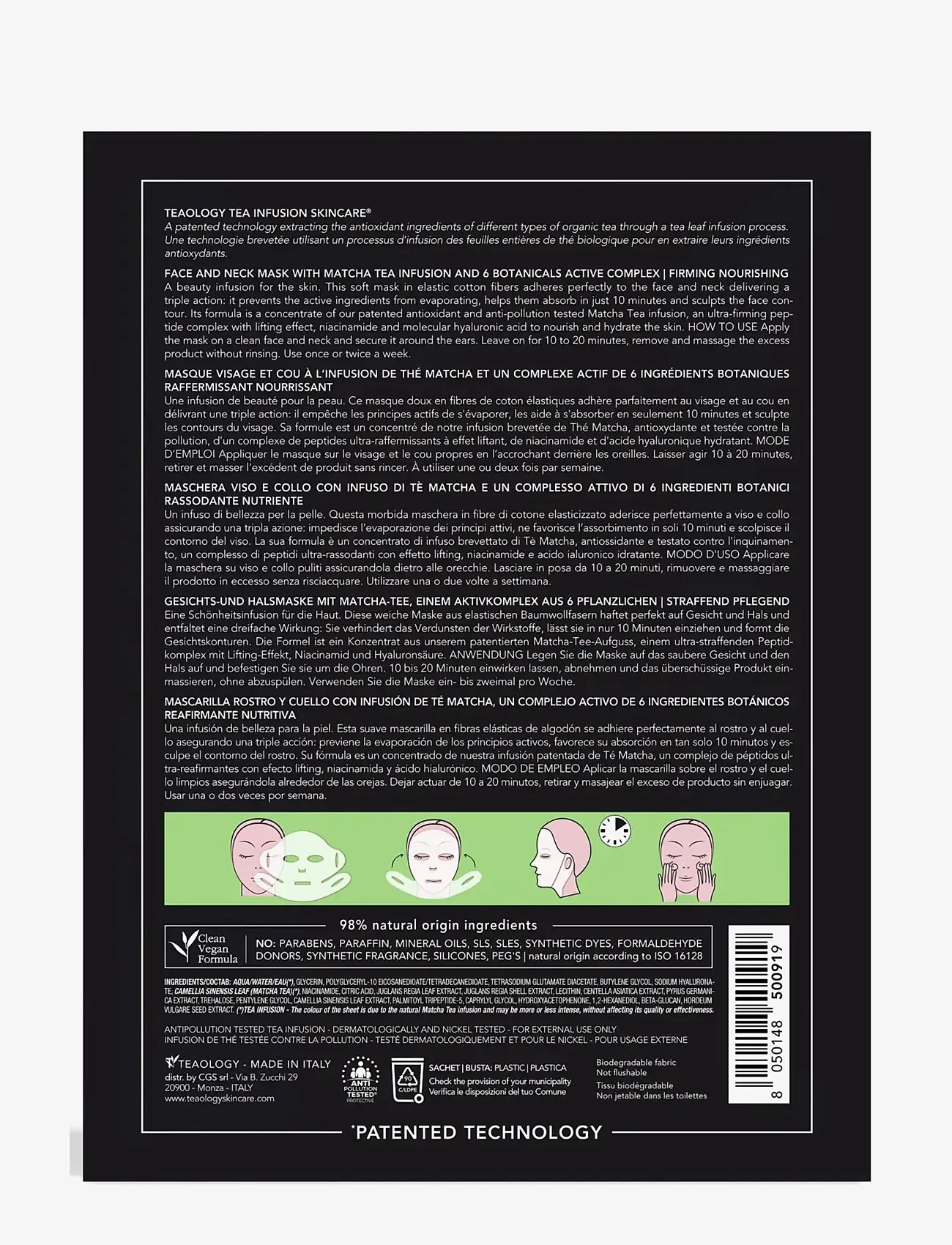 Teaology Skincare - Matcha Tea Superfood Mask - sheet masks - matcha tea - 2