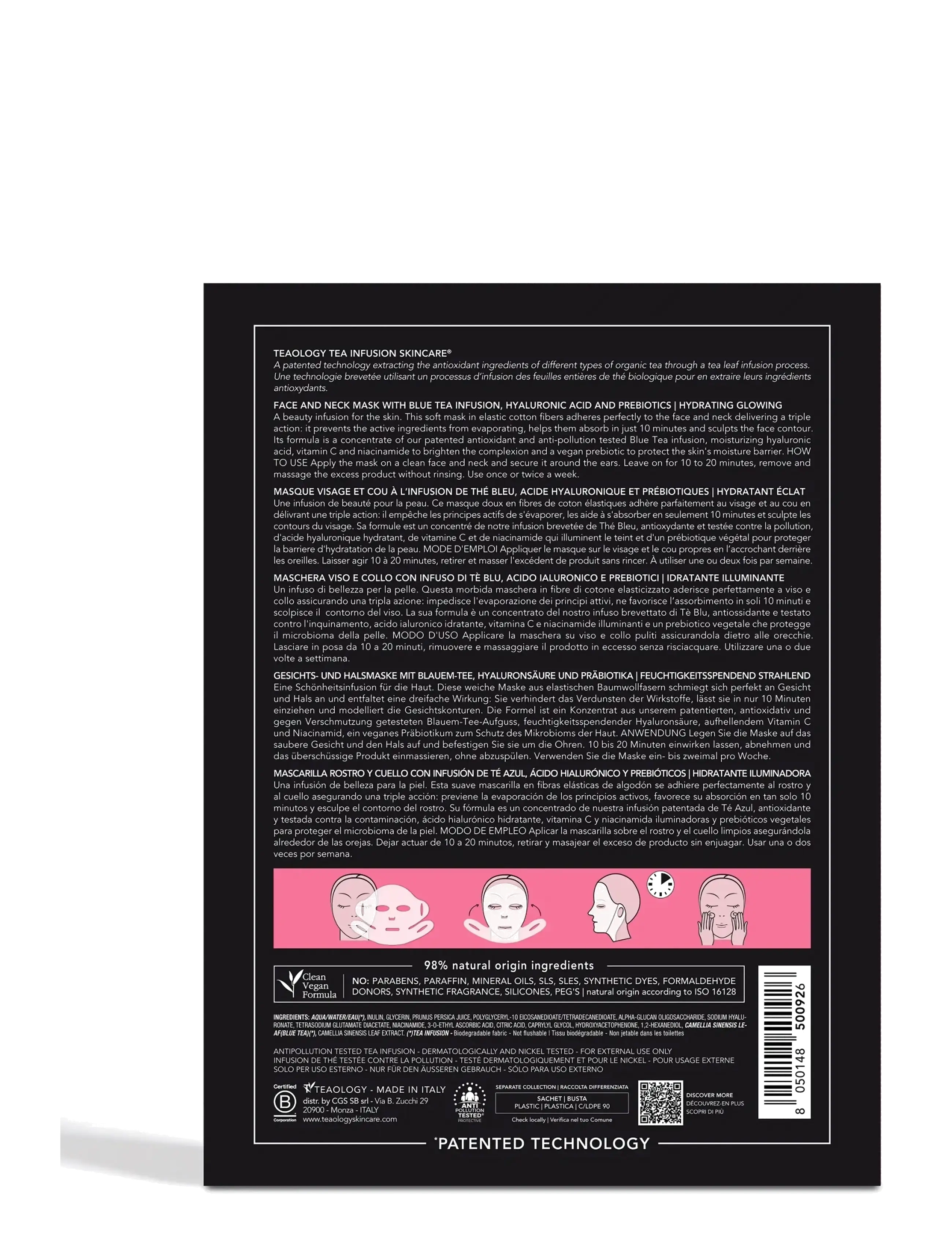 Teaology Skincare - Peach Tea Hyaluronic Mask - blue tea - 1