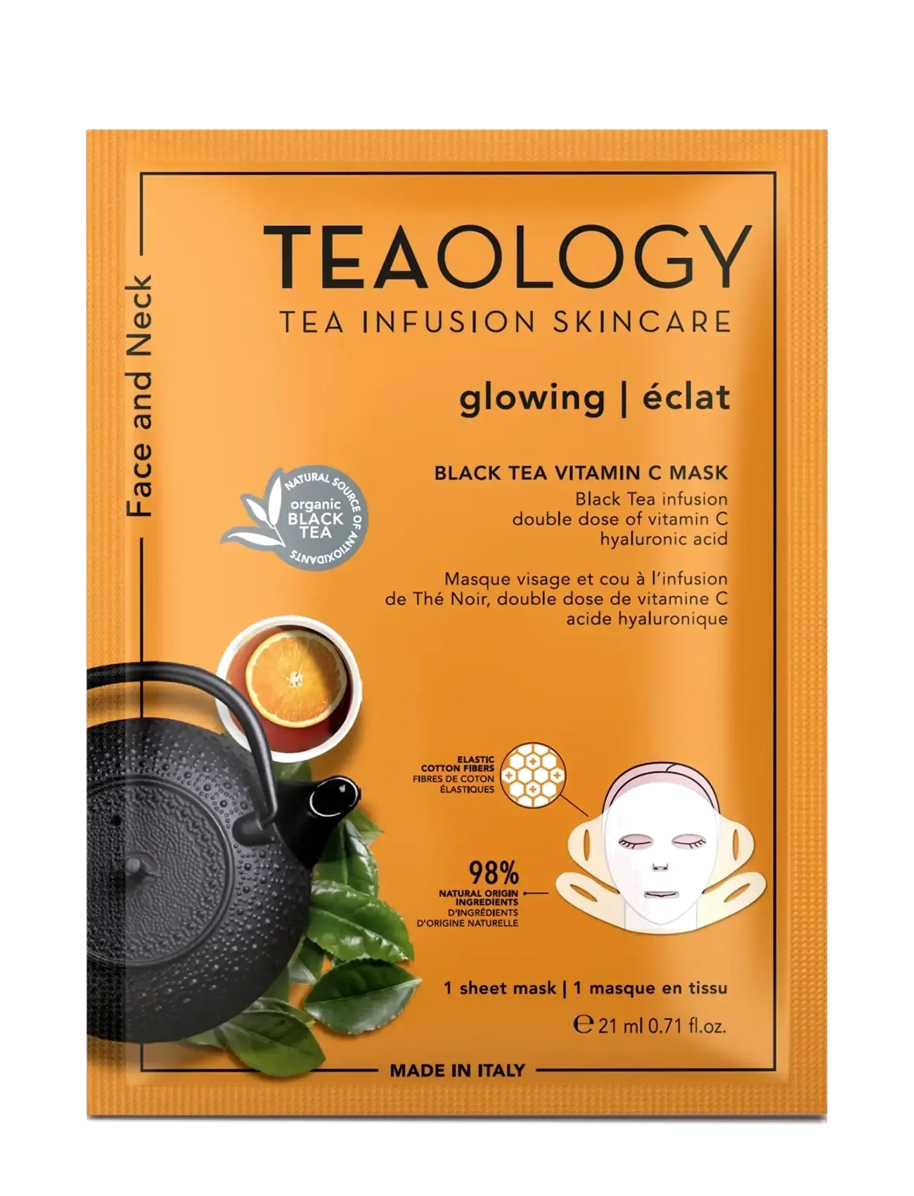 Teaology Skincare Vitamin C Mask, Sheetmaske, Nude, Str: 21 ML