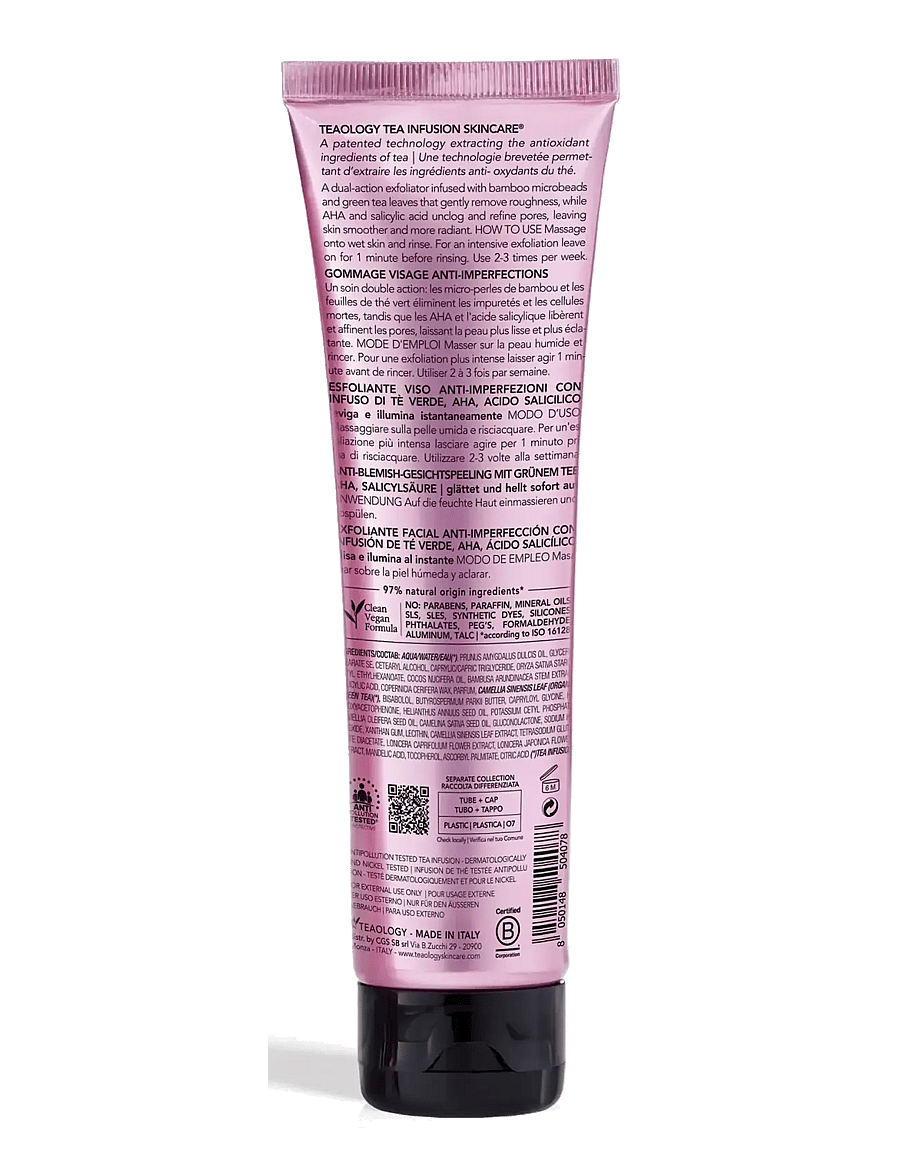 Teaology Skincare - Tea Glow Blemish Face Scrub - skrub & exfoliering - krop - green tea - 1