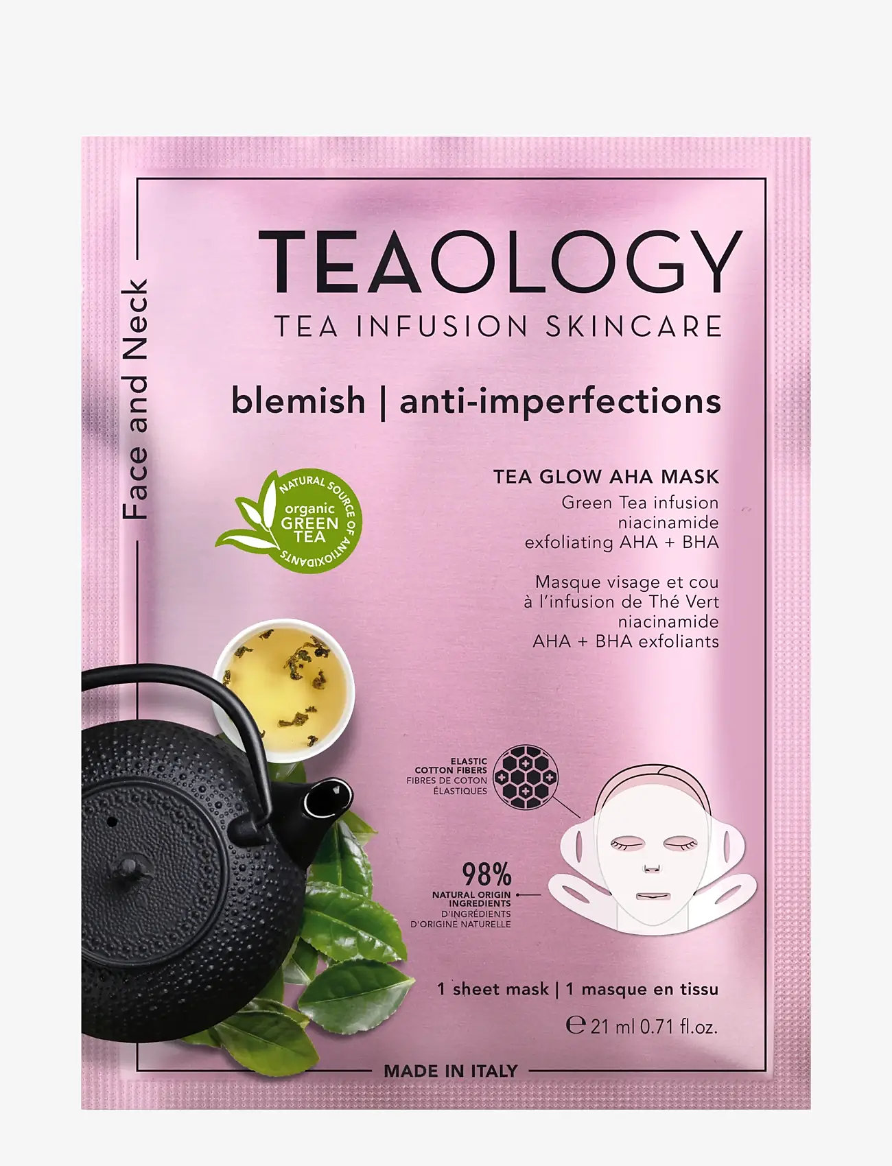 Teaology Skincare - Tea Glow AHA Mask - sheet masks - green tea - 1