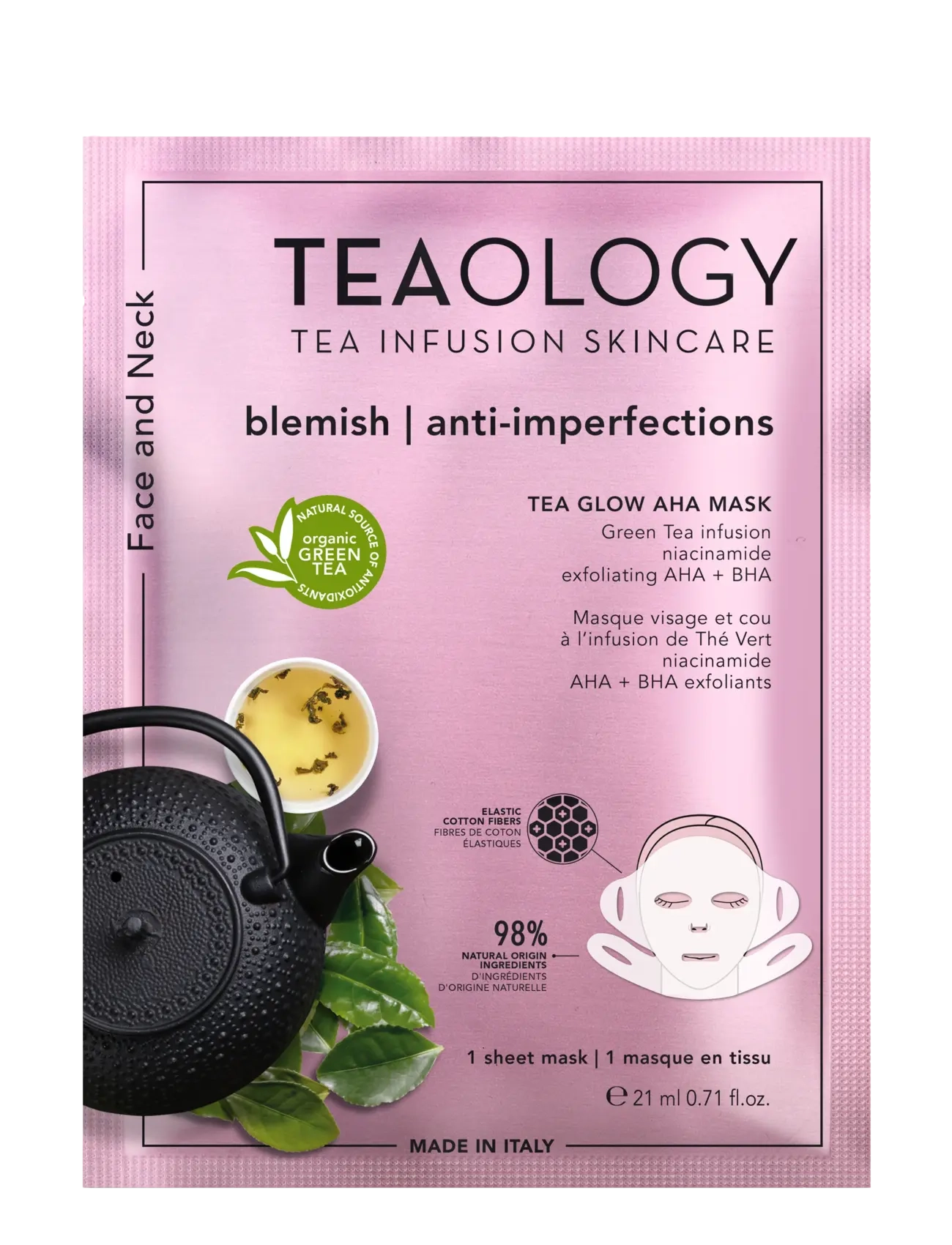 Teaology Skincare Tea Glow AHA Mask - Nyheder - GREEN TEA / clear