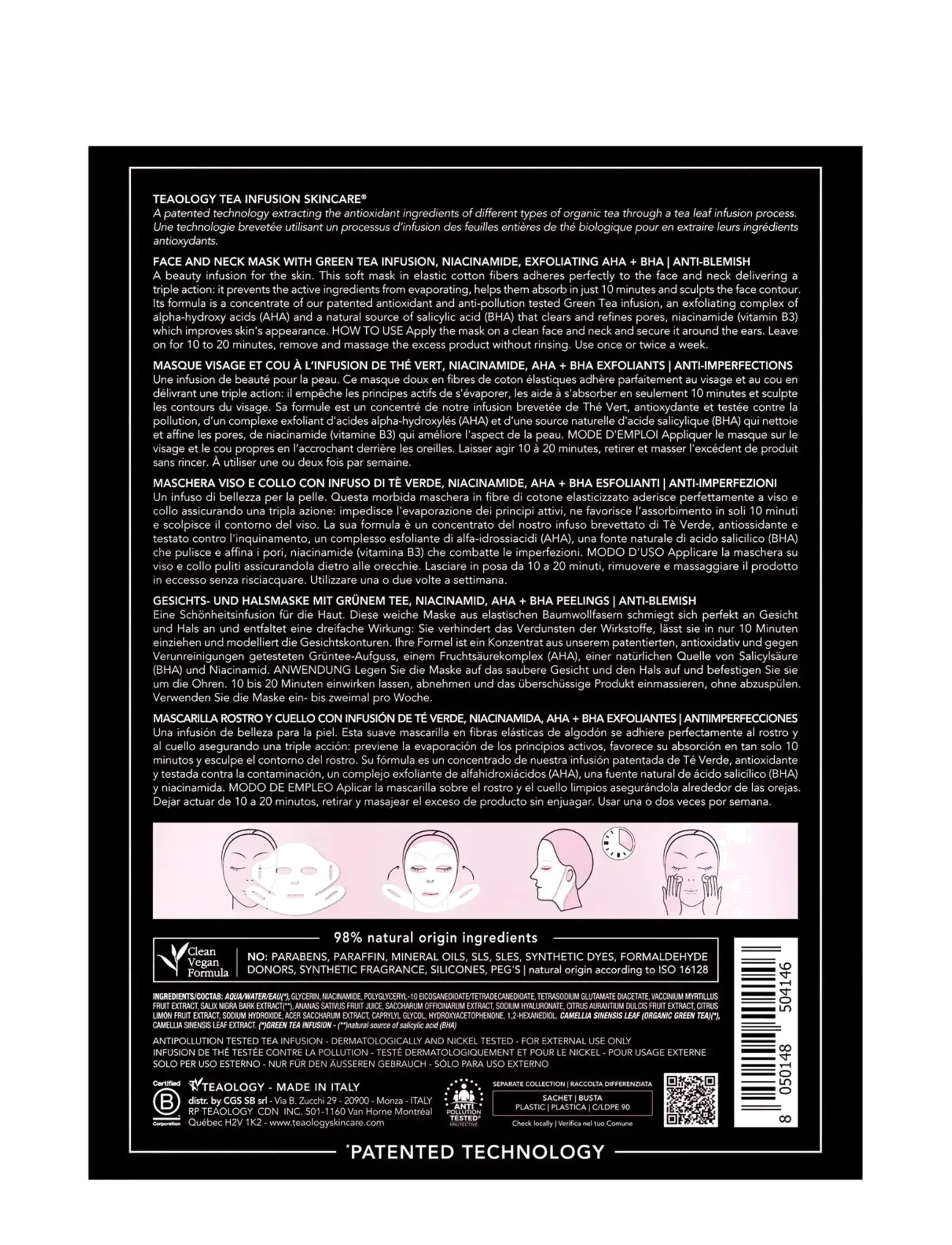 Teaology Skincare - Tea Glow AHA Mask - sheet masks - green tea - 2