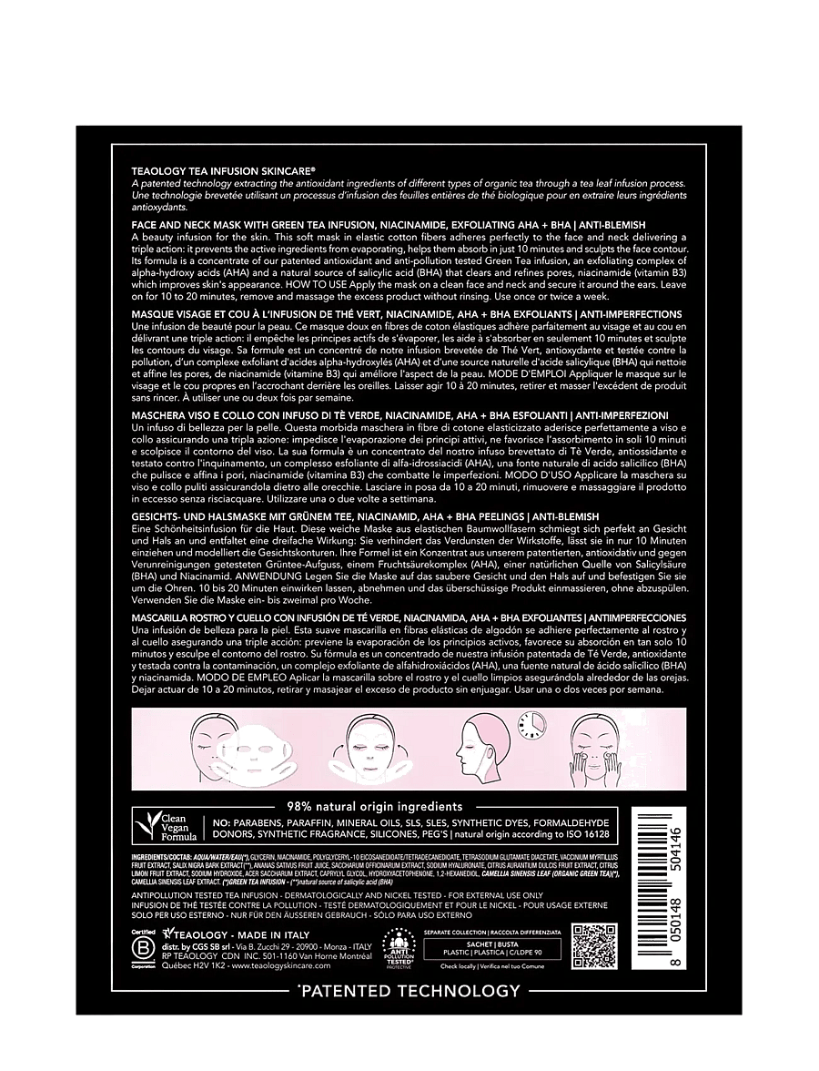 Teaology Skincare - Tea Glow AHA Mask - sheet masks - green tea - 2