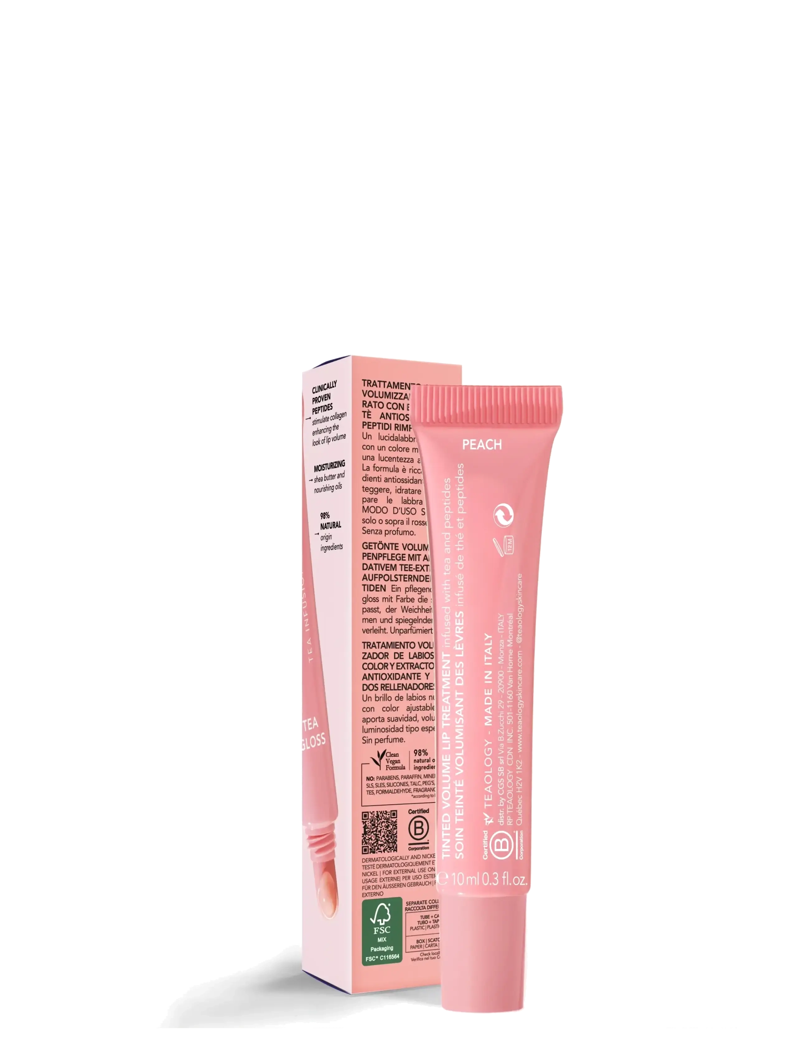 Teaology Skincare - Tea Gloss Tinted Volume Lip Treatment - bliv klar til date night - peach - 1