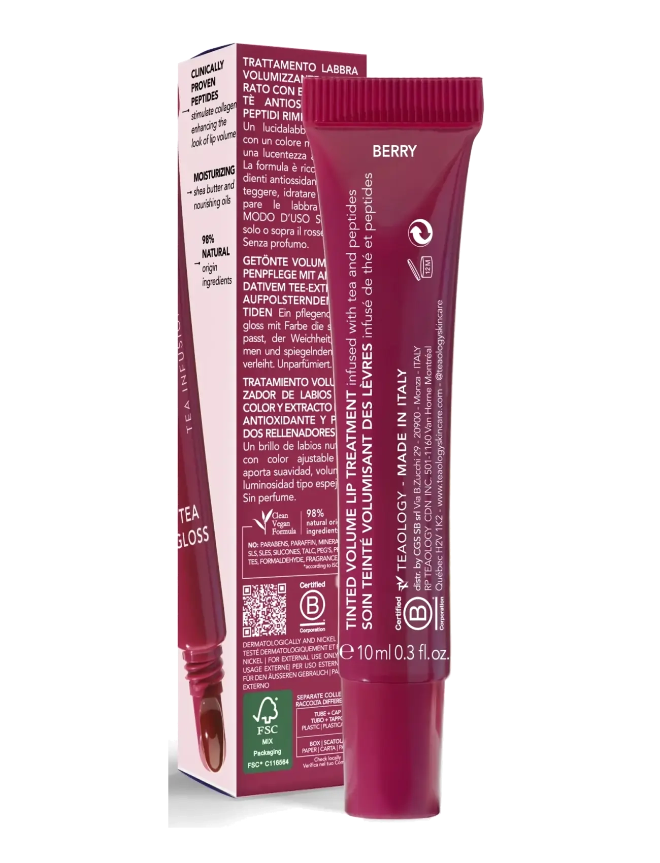 Teaology Skincare - Tea Gloss Tinted Volume Lip Treatment - bliv klar til date night - berry - 1