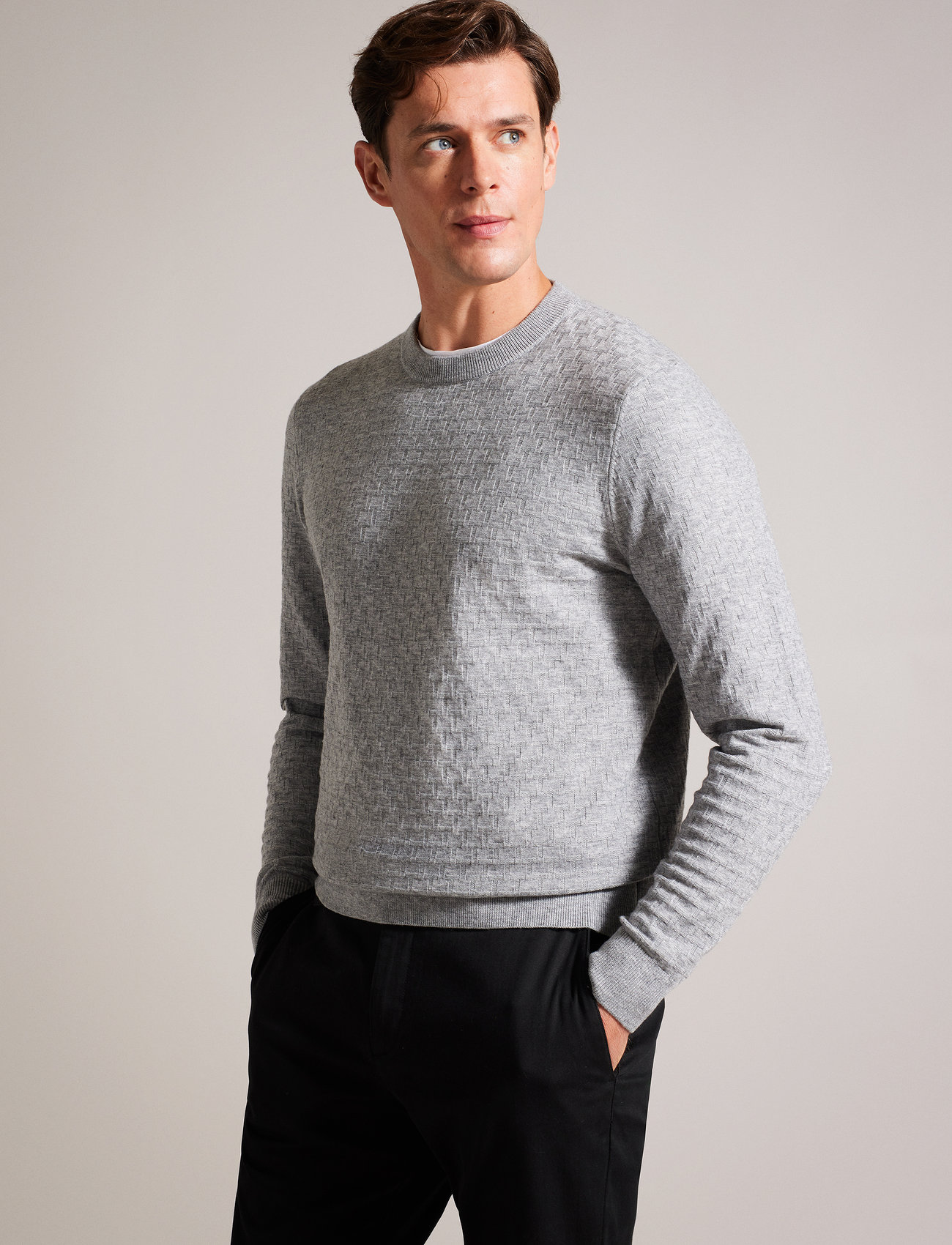 Ted Baker London - LOUNG - knitted round necks - 05 grey marl - 1
