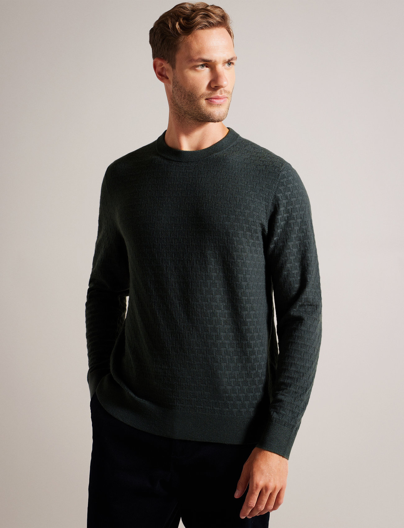 Ted Baker London - LOUNG - knitted round necks - 35 mid green - 1