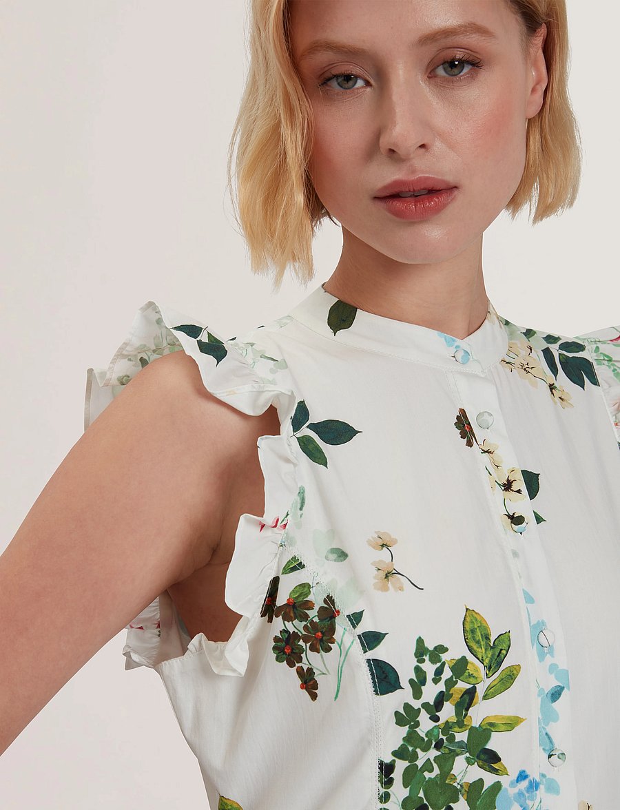 green floral ted baker dress Ted Baker London Mincia Floral Puff Sleeve Midi Dress