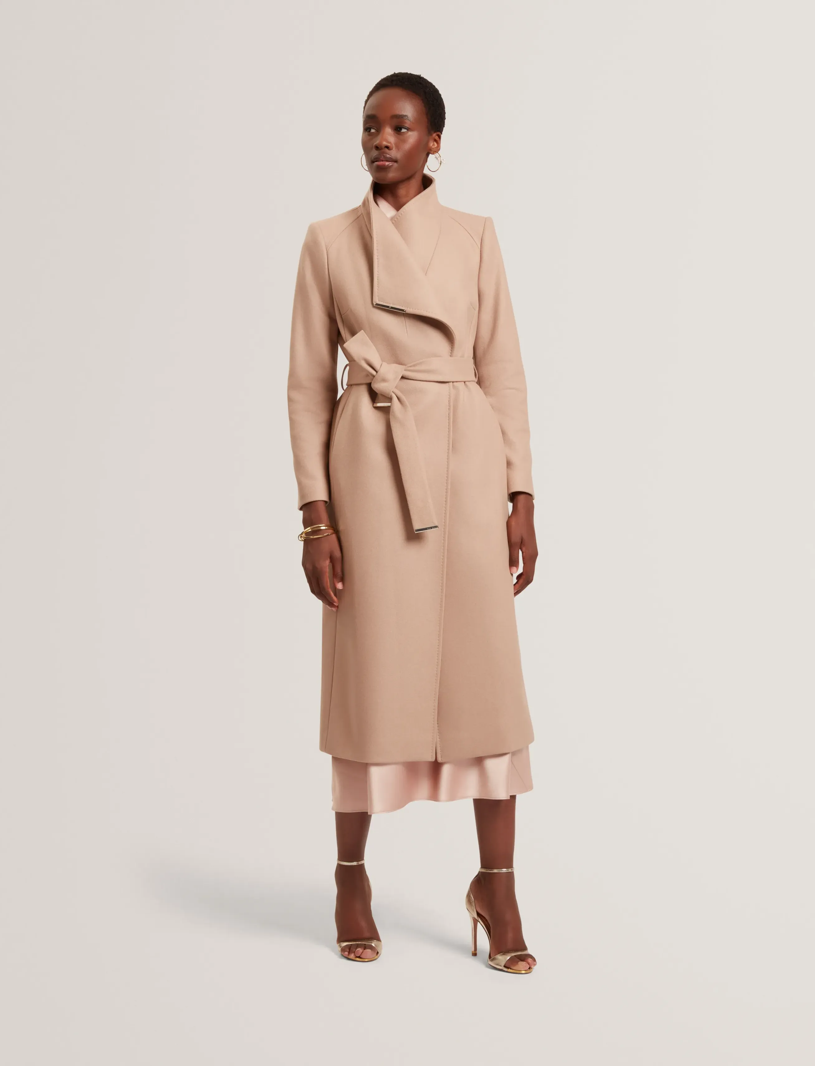 Ted Baker London Rosell, Kvinder, Slå Om Frakke Med Bælte, Beige, Str: 42