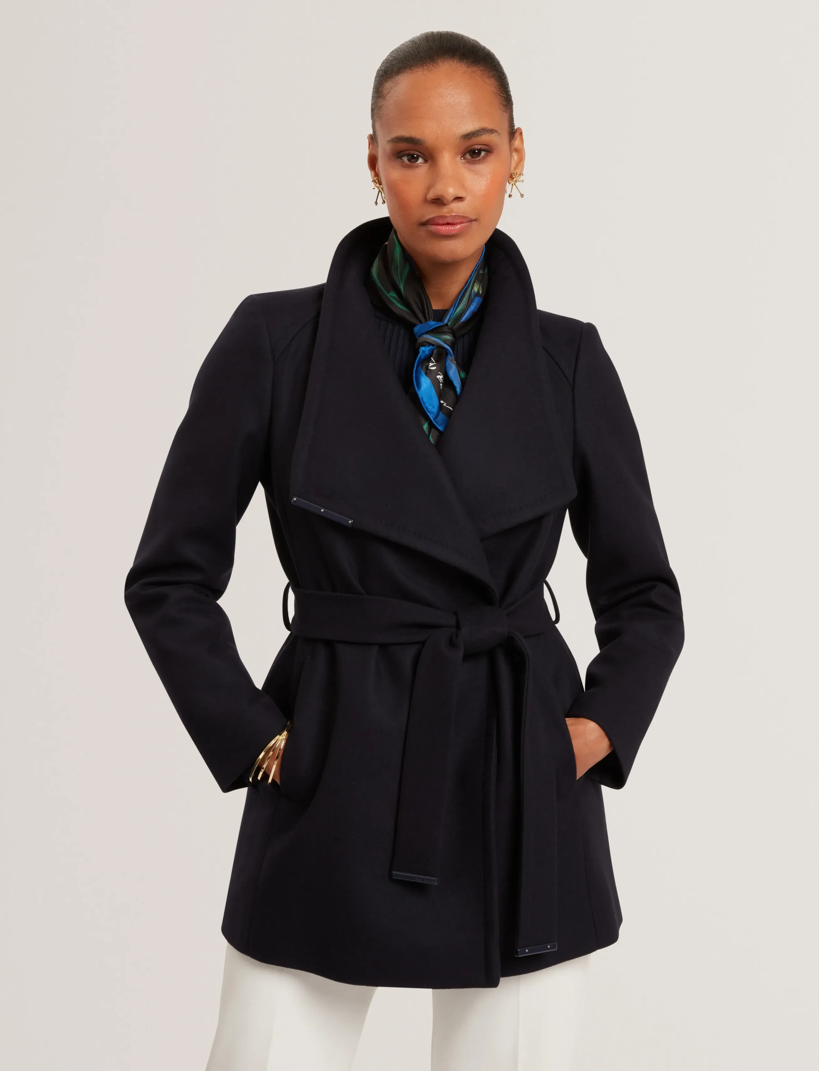 Ted Baker London Rosess, Kvinder, Frakke Med Bælte, Navy, Str: 42
