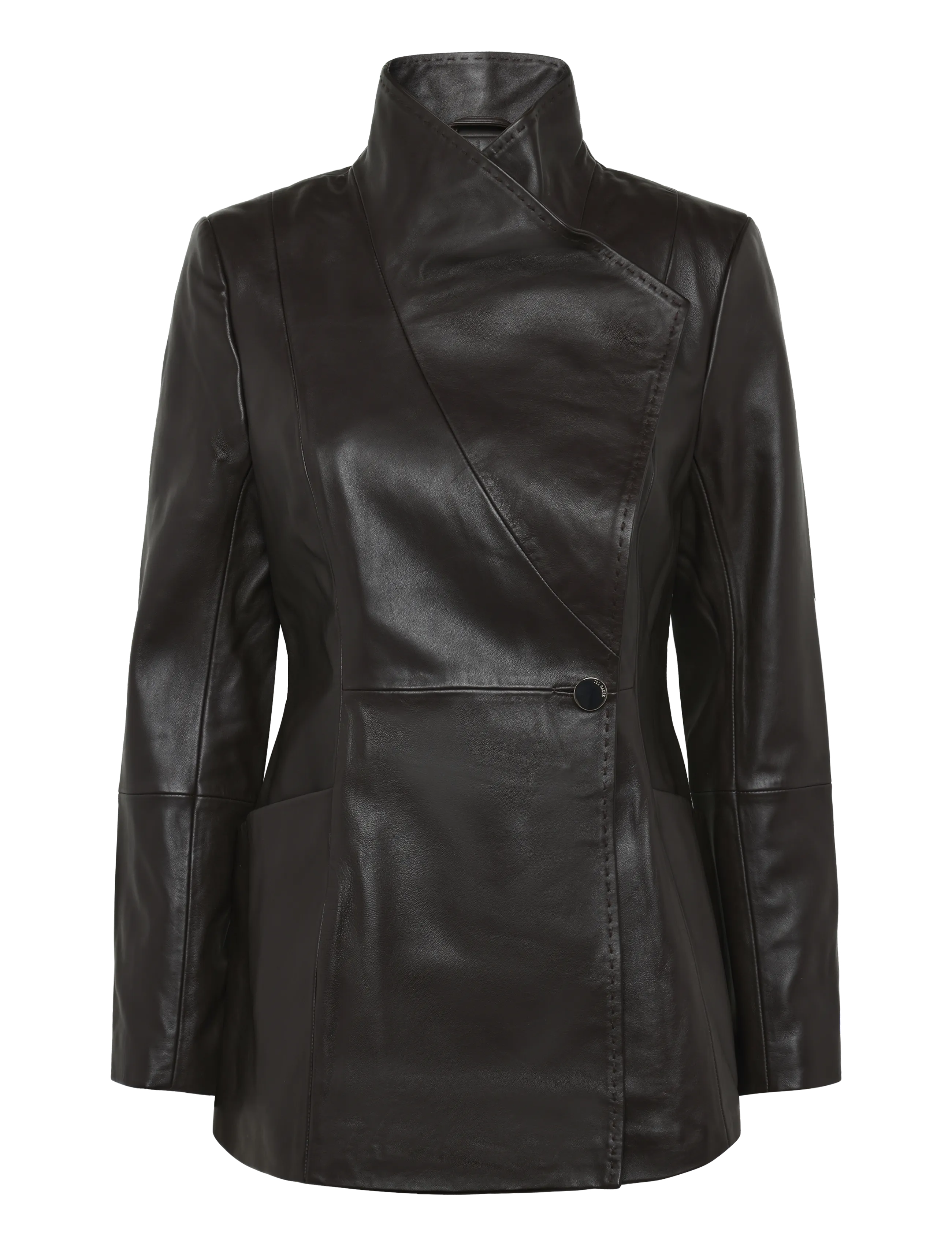 Ted Baker London Attie, Damen, Drapierte Lederjacke, Braun, Gr: 44