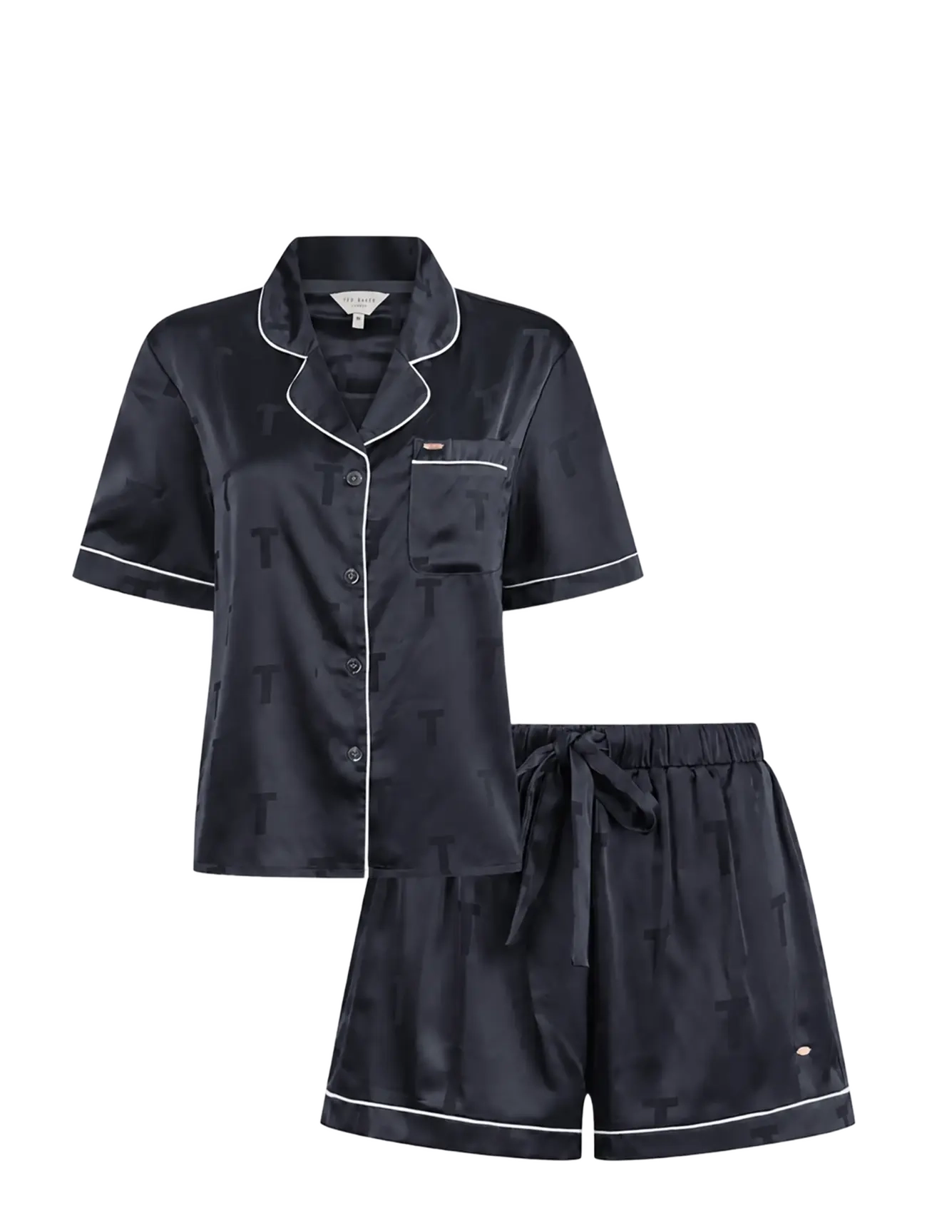Ted Baker London SYBIL SHORT JACQUARD TRADITIONAL SATIN PYJAMA SET - Apakšveļa - AFTER MIDNIGHT / navy