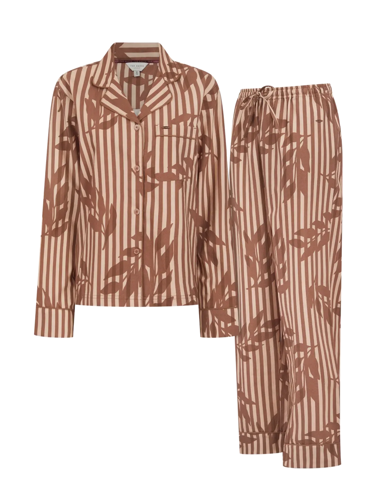 Ted Baker London KALANI WOVEN FLORAL/STRIPE TRADITIONAL PYJAMA SET - Undertøj - RUGBY TAN / CLOVE / brown