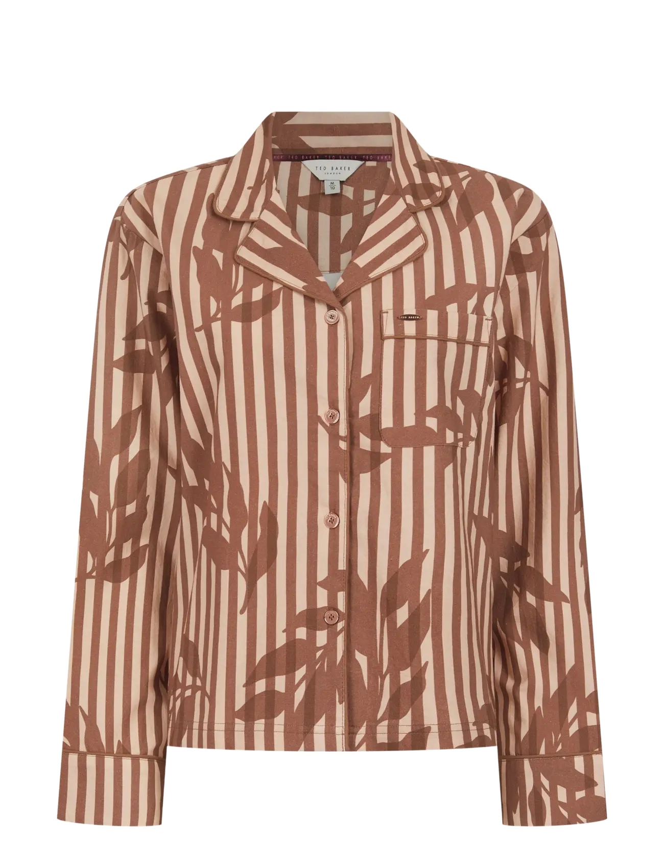 Ted Baker London - KALANI WOVEN FLORAL/STRIPE TRADITIONAL PYJAMA SET - pyjamas - rugby tan / clove - 1
