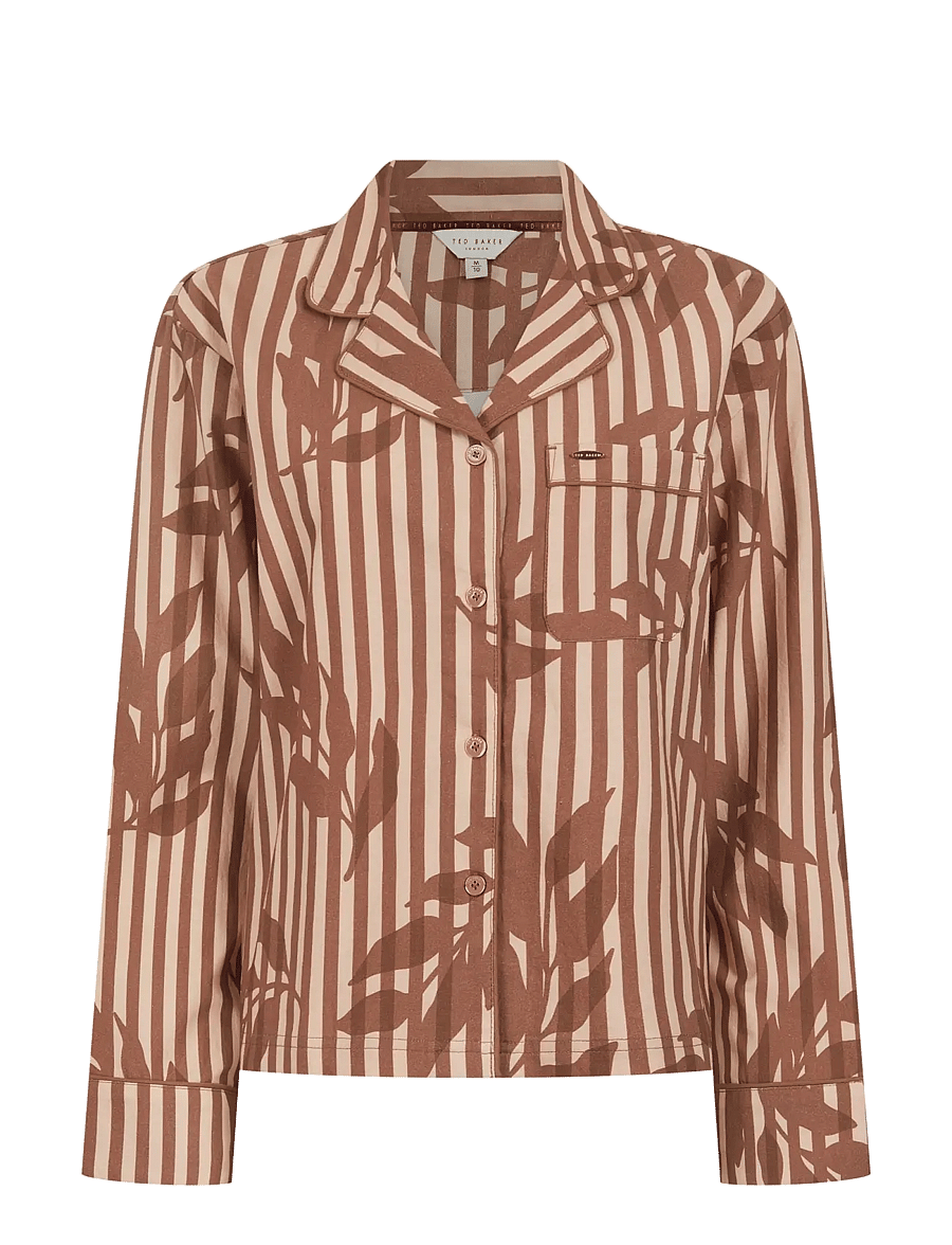 Ted Baker London - KALANI WOVEN FLORAL/STRIPE TRADITIONAL PYJAMA SET - pyjamas - rugby tan / clove - 1