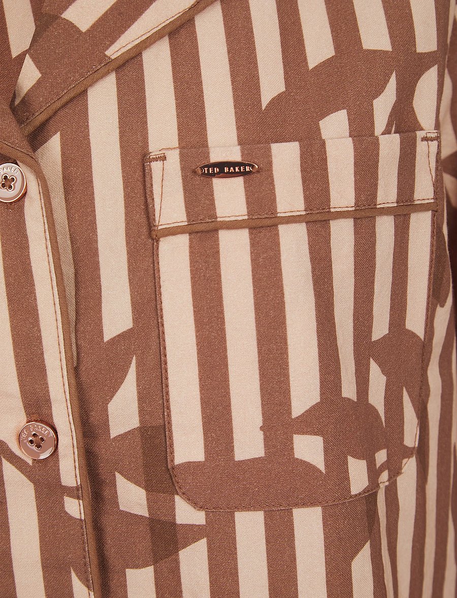 Ted Baker London - KALANI WOVEN FLORAL/STRIPE TRADITIONAL PYJAMA SET - pyjamas - rugby tan / clove - 5