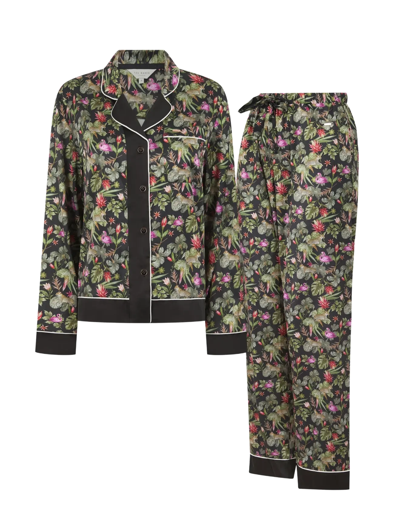 Ted Baker London MARLEE PRINTED SATIN TRADITIONAL PYJAMA SET - Pyjamas - JET BLACK PRINT / black
