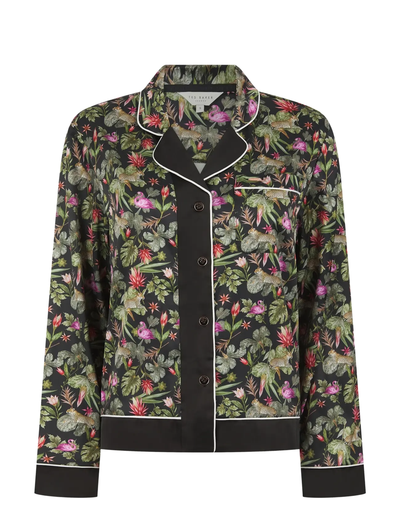 Ted Baker London - MARLEE PRINTED SATIN TRADITIONAL PYJAMA SET - pyjamas - jet black print - 1